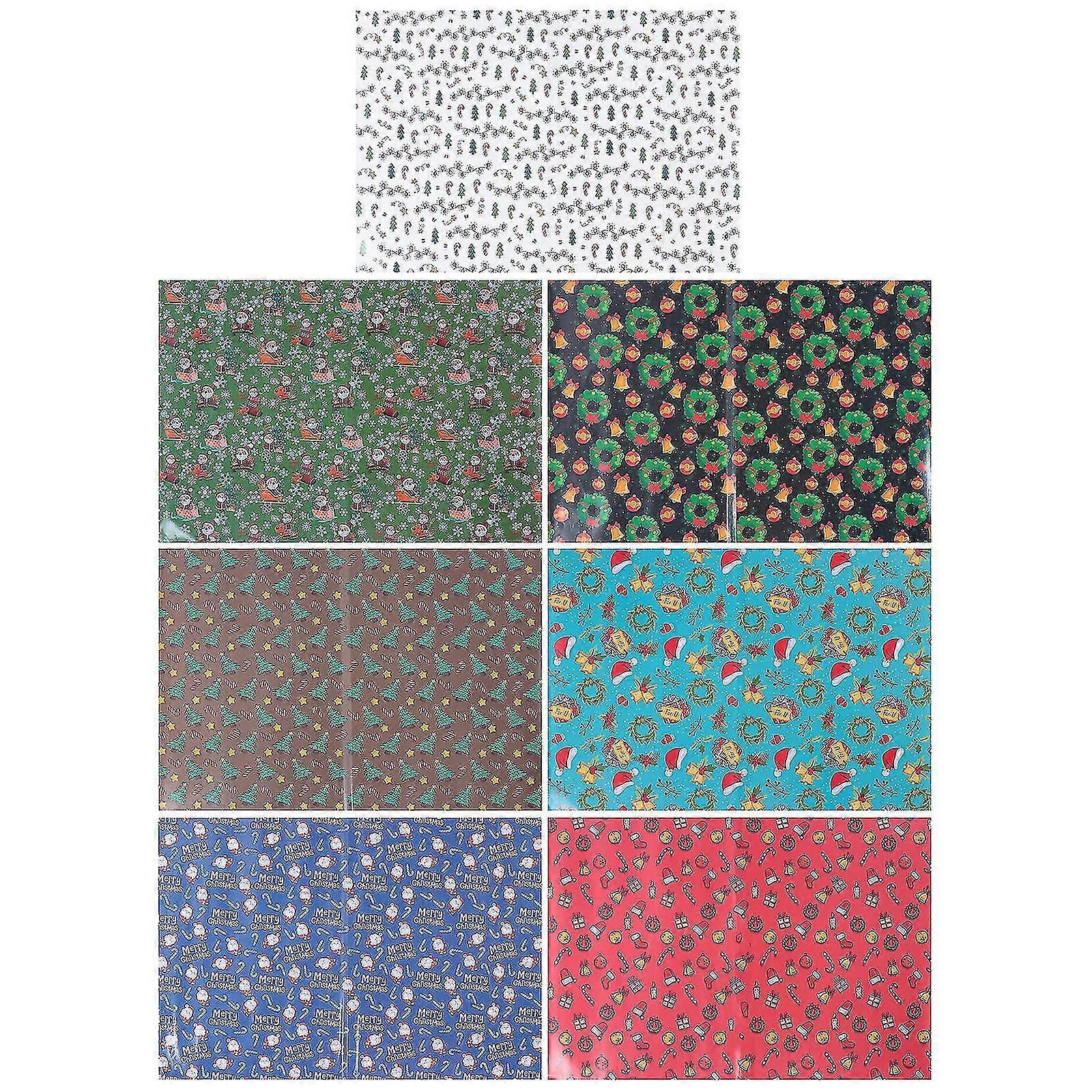 7pcs Christmas Gift Package Paper Practical Present Packaging Paper Diy Decor