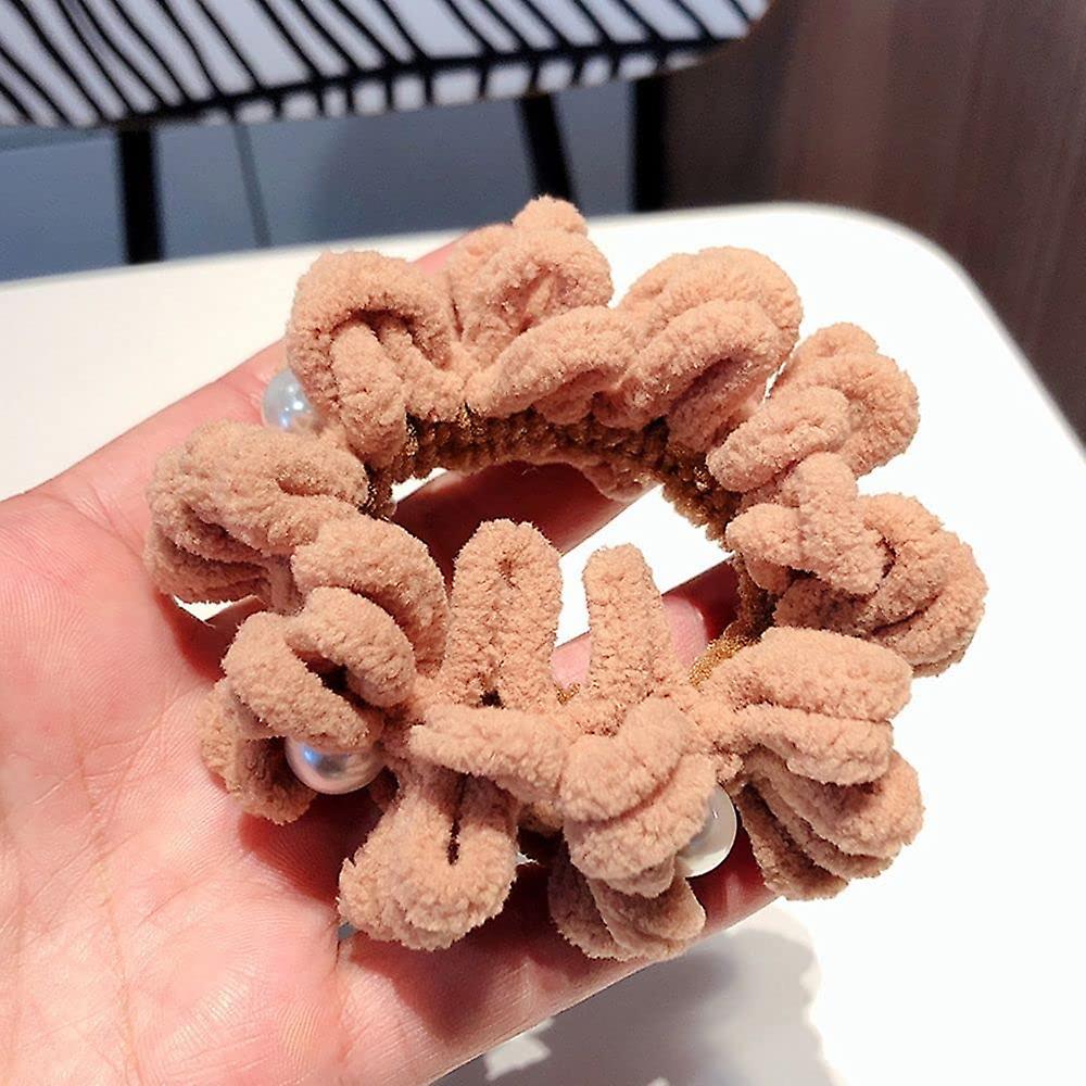 لطيف واسع هدية حلوة الشعر العصابات الشعر العلاقات اللؤلؤ الأمعاء الإناث المرأة الشعر حلقة ذيل الحصان حامل منشفة ممسحة Scrunchies النمط الكوري حبل الشعر (القهوة)