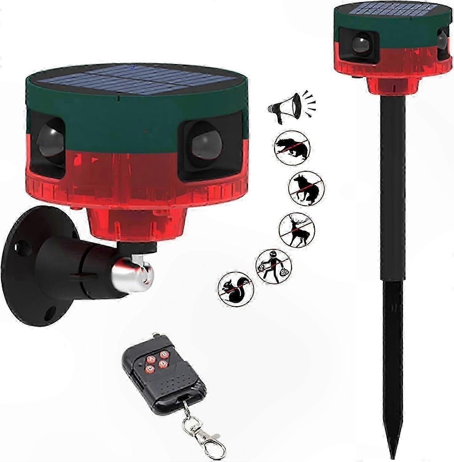 Outdoor Motion Sensor Alarm with 13 Sound Options, 129dB Loud Noise Deterrent, Wireless Remote Control for Security Alerts and Barking Dog Simulation