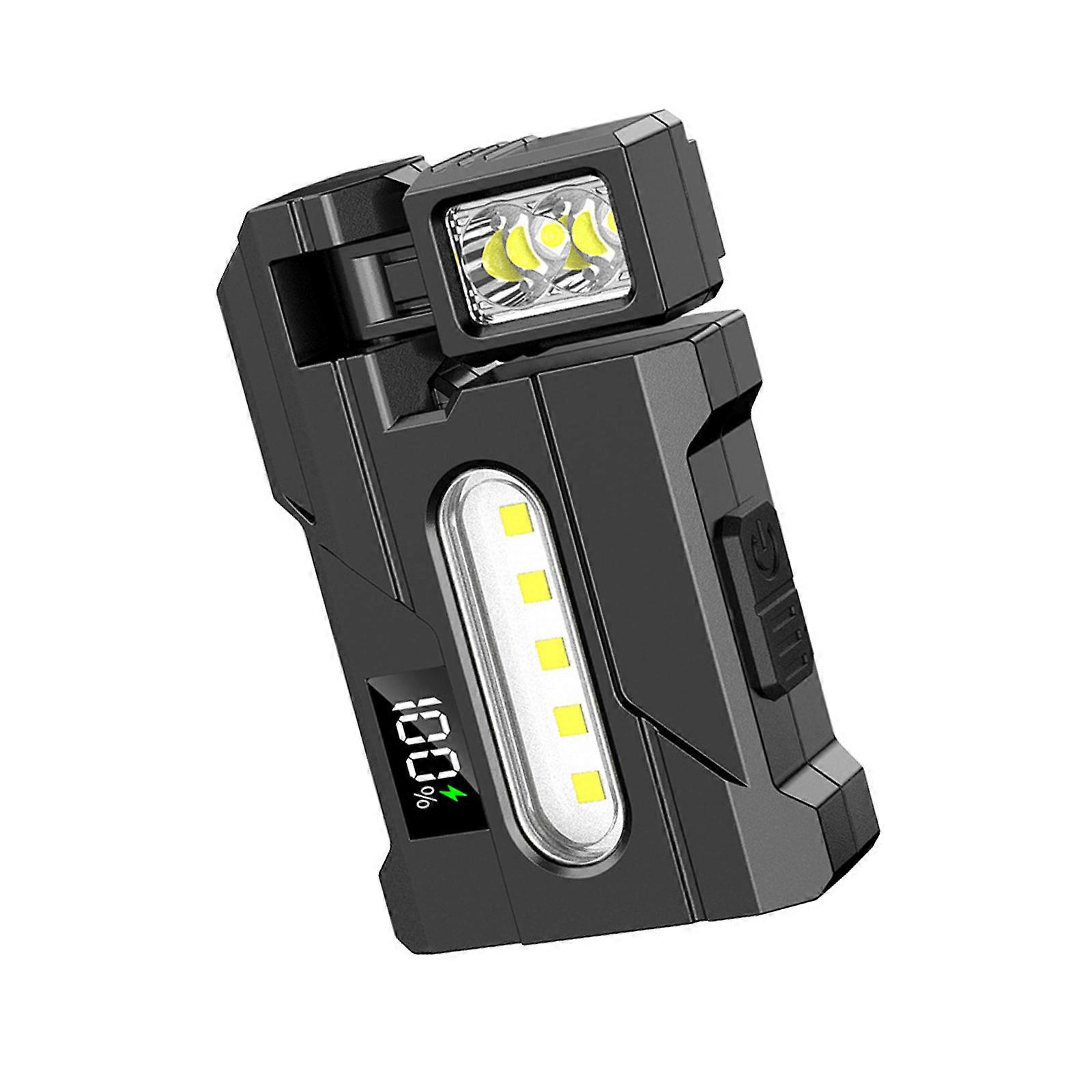 Magnetic Rechargeable Work Light Rotating Head Design Warning Signal LED Flashlight with Battery Display for Safety Use Multicolor