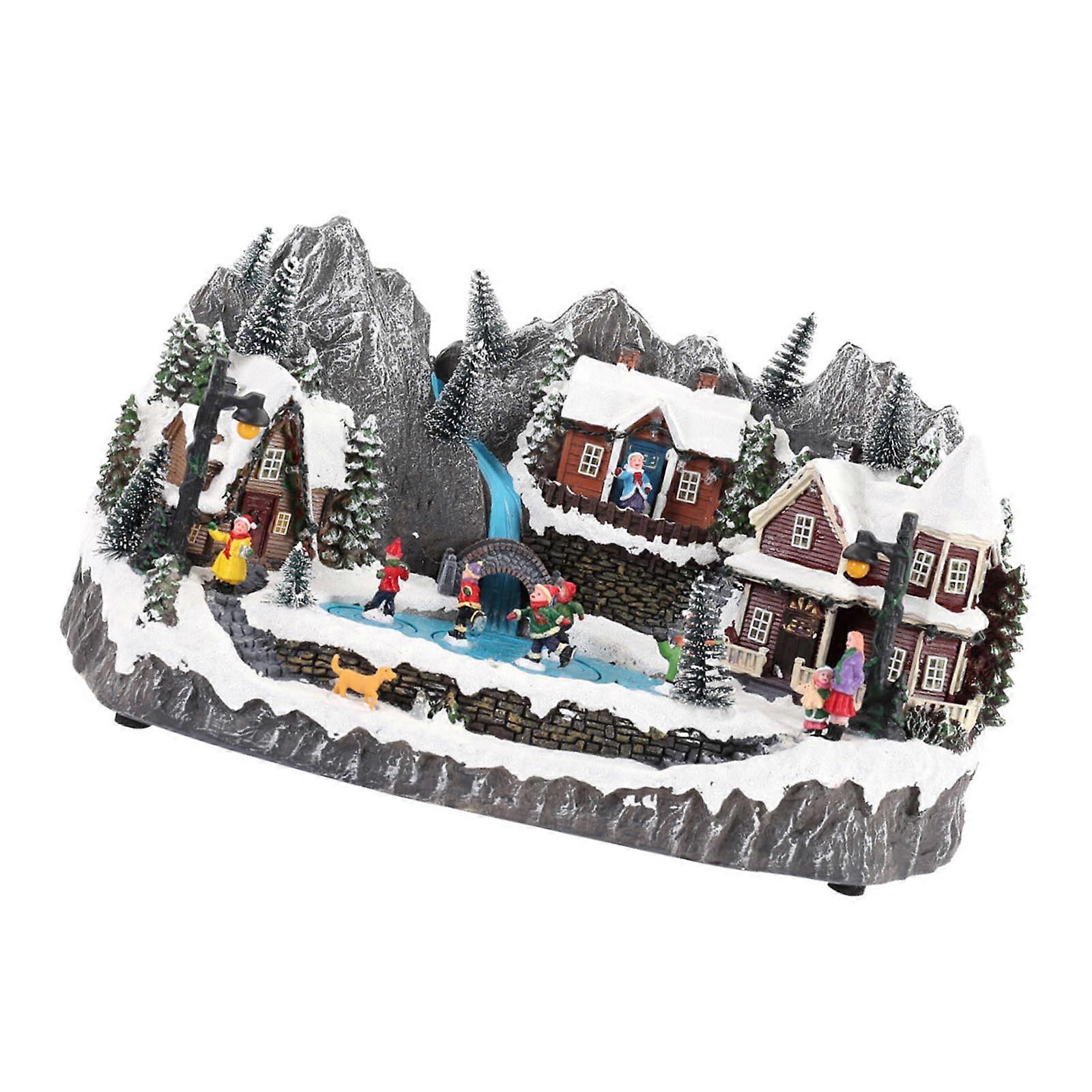 Durable Resin Christmas Houses Centerpieces With Detachable Parts And Double Power Option For Custom Holiday Displays Multicolor