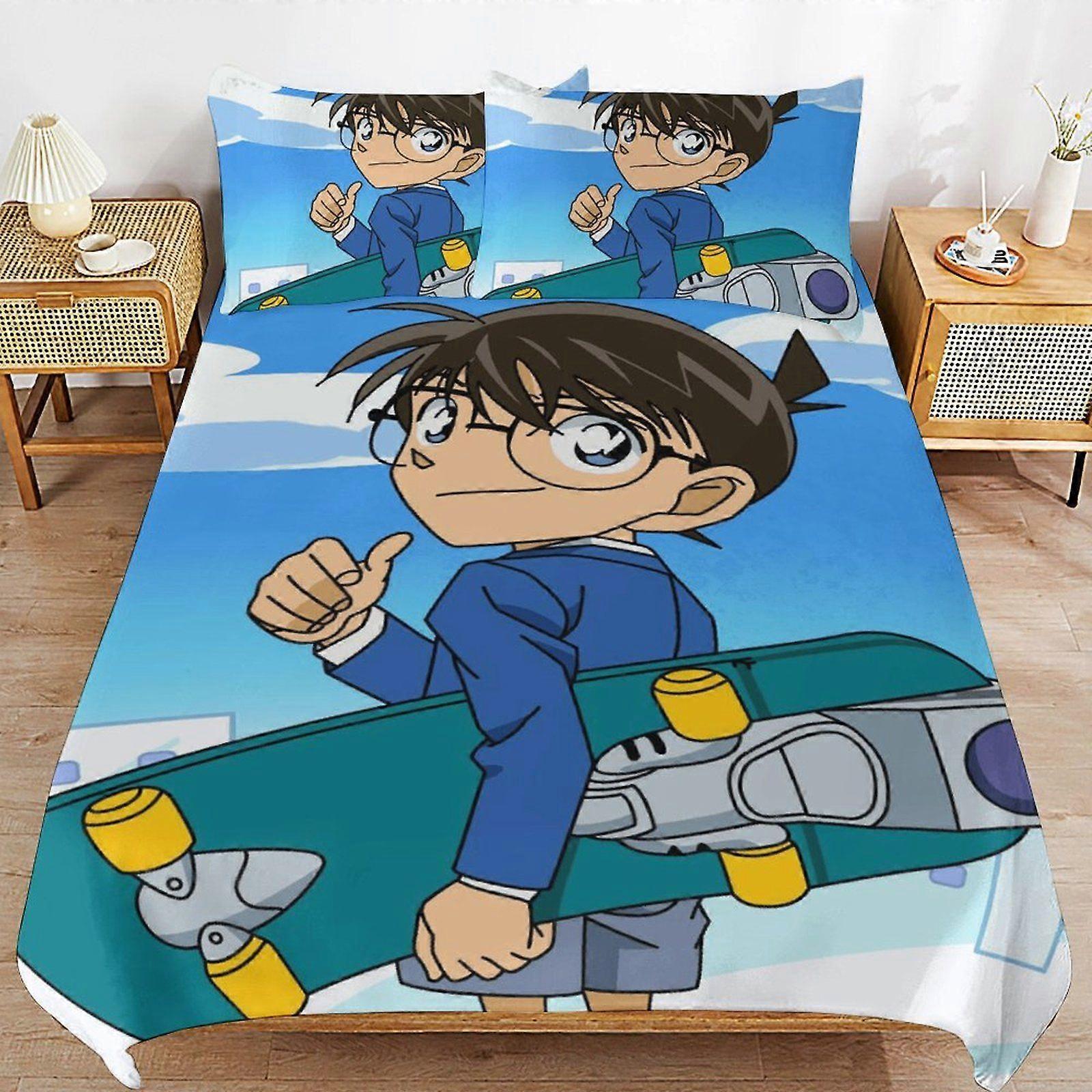 T159 Conan Edogawa Consistent Comfort Durable Thread Weave Soft Zipper Duvet Cover Sets Machine Wash Safe V159