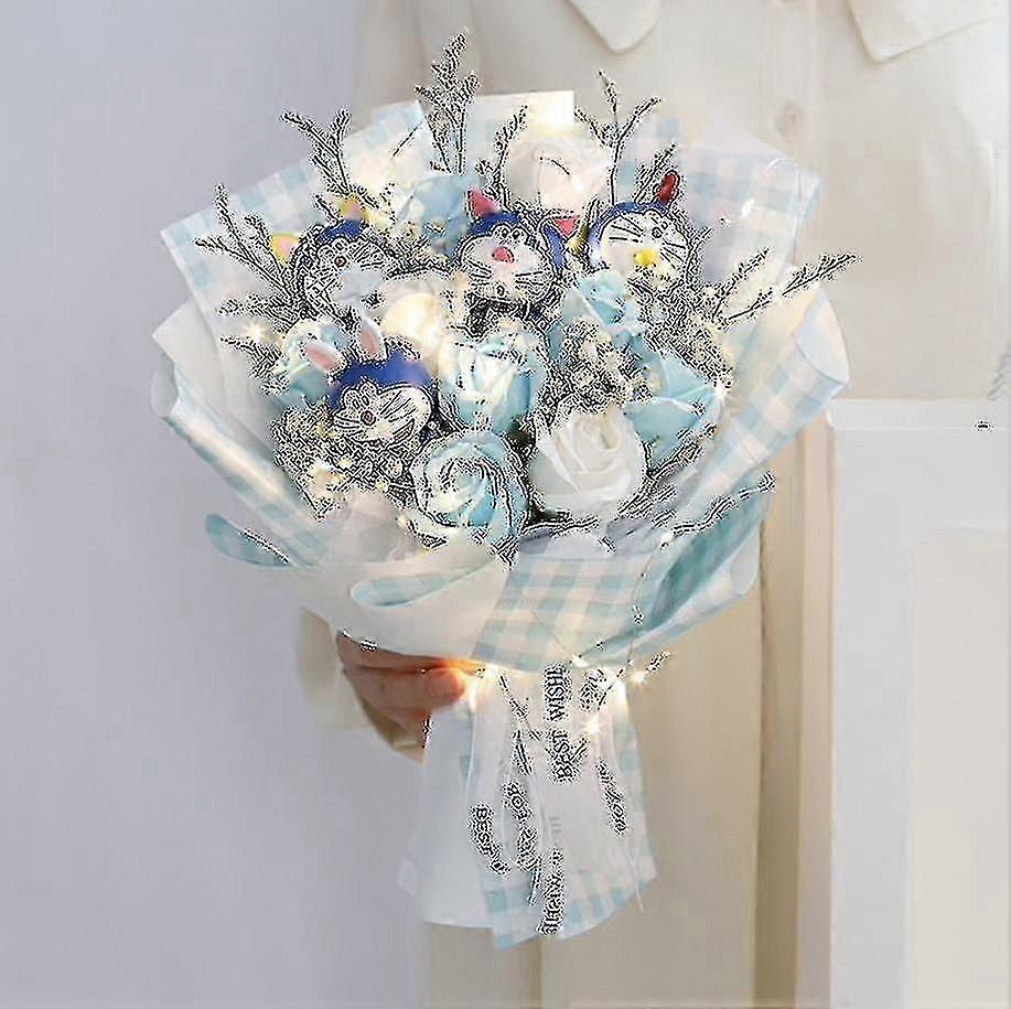 2024-6 القطط سانريو أنيمي باقة أفخم دمية محشوة كاواي صندوق الزهور يوم الزهرة