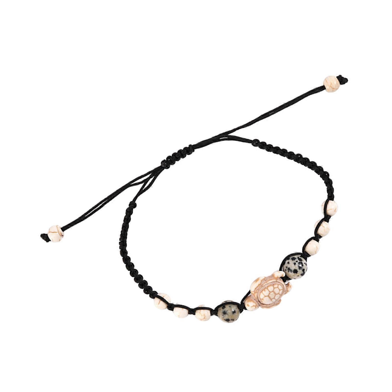 Turquoise Beaded Bracelet with Turtles Charm Stretchy Elastic Wristchain Handmade Handchain for Casual and Beach Wear Multicolor