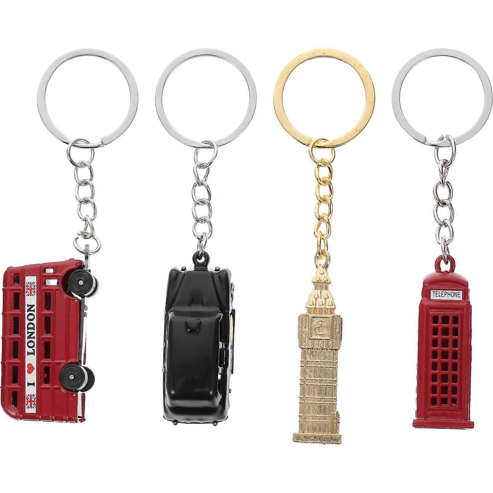 Zinc Alloy Large Clock Keychain for Holding Key London 4Pcs Souvenir Set