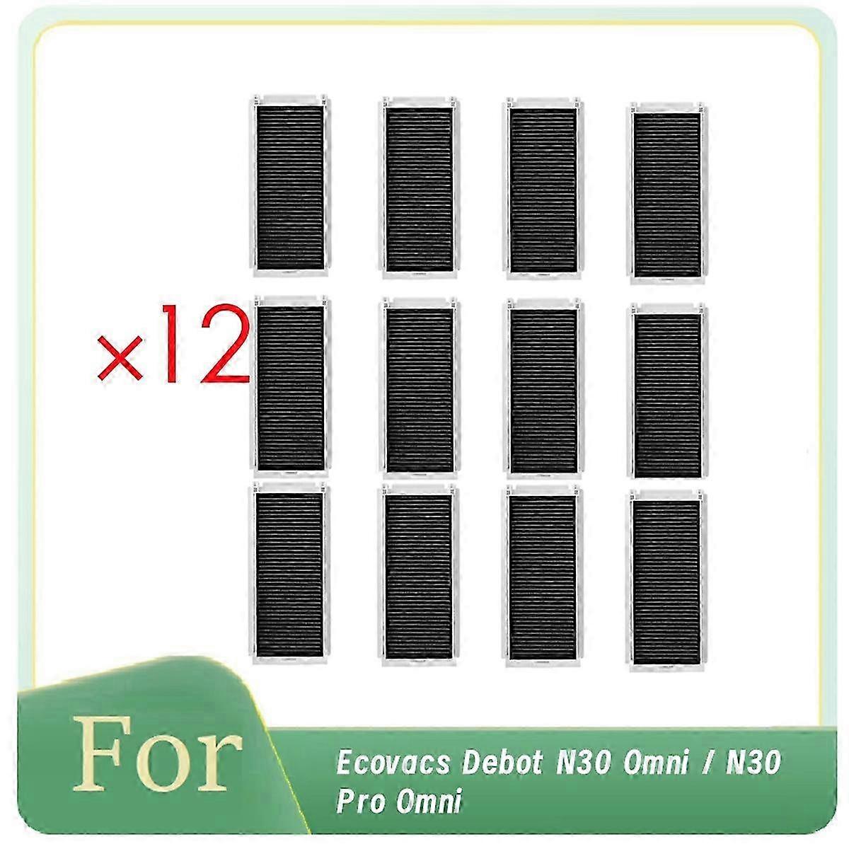 12 Pcs Filter For Ecovacs Debot N30 Omni / N30 Pro Omni Sweeper