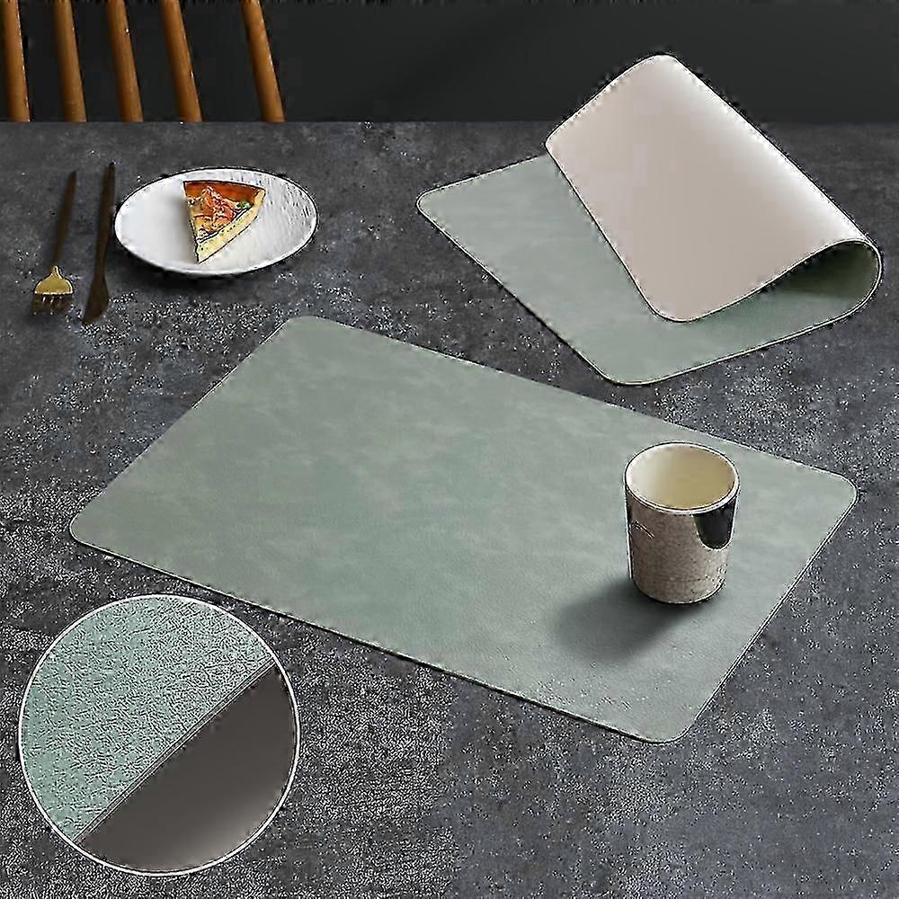 4pcs, Leather , Rectangular, Waterproof, Heat Insulated Table Mats For Dining Kitchen, Brown Cowhide Pattern Design