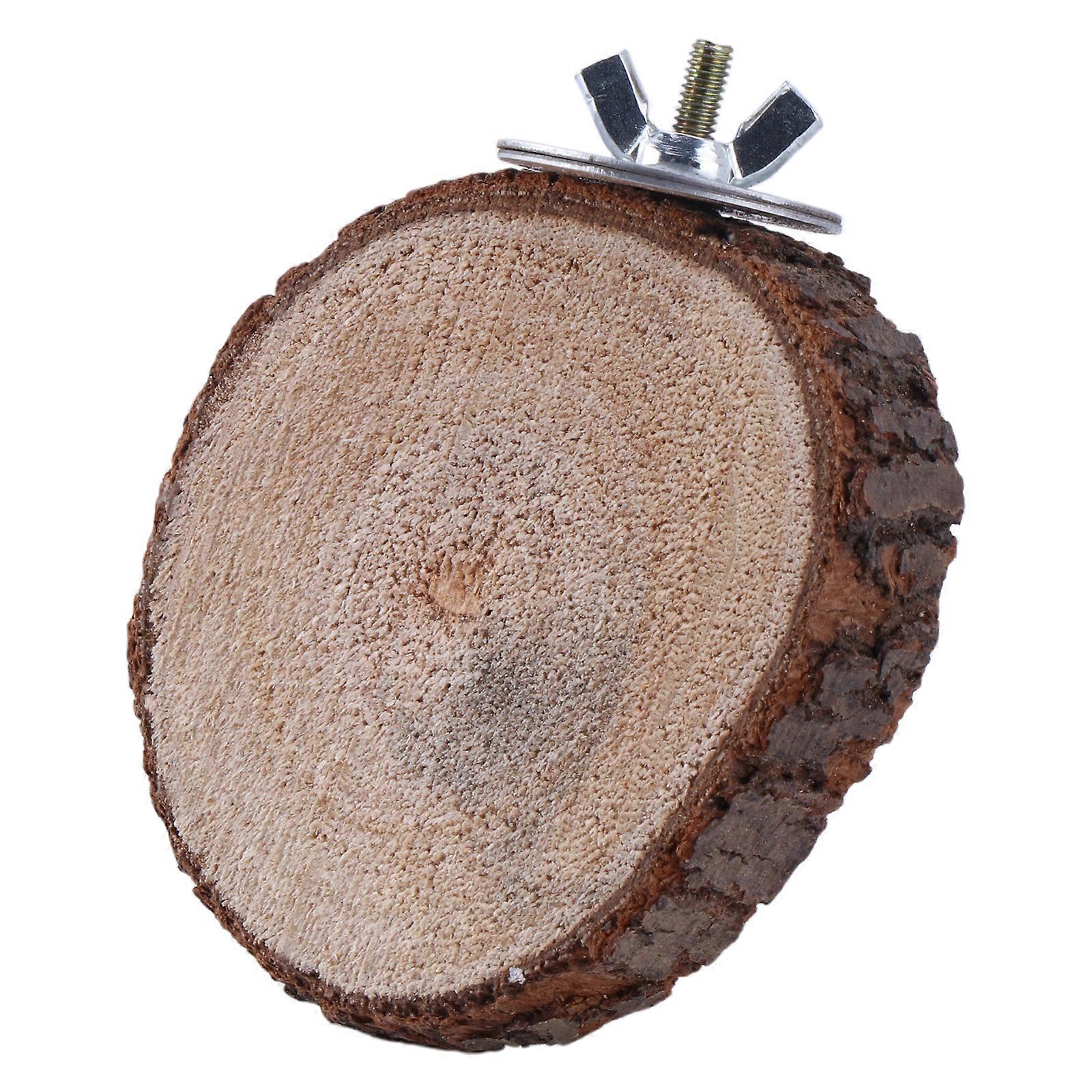 Parrot Wooden Perch Stand Platform Natural Wood Round Board for Parakeets Small Animals Chew Toy Un-polished Surface Multicolor