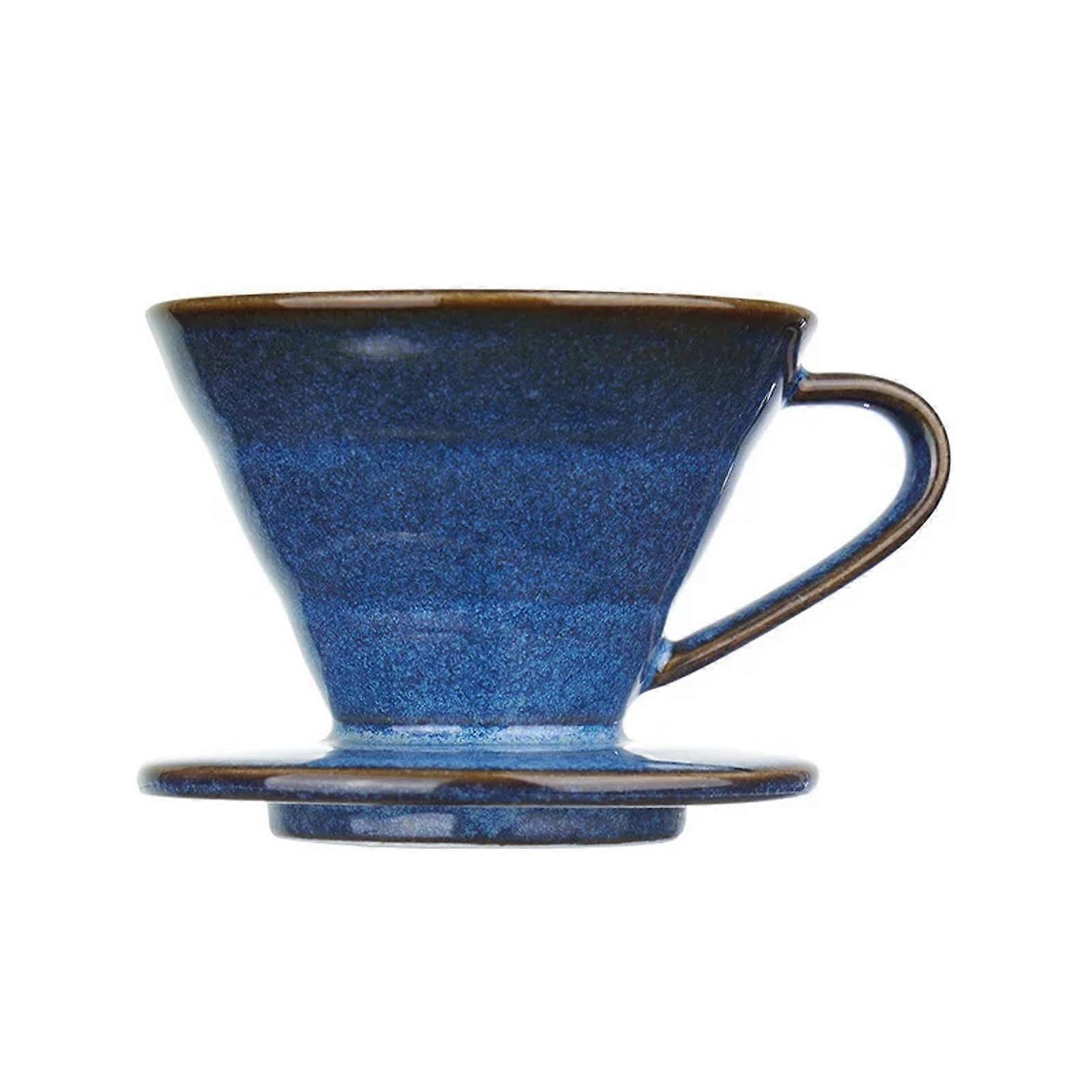 Ceramic Coffee Filter, Blue Glaze Finish, ThickWalled Insulation,  Ceramic Filter For  Flavor Retention
