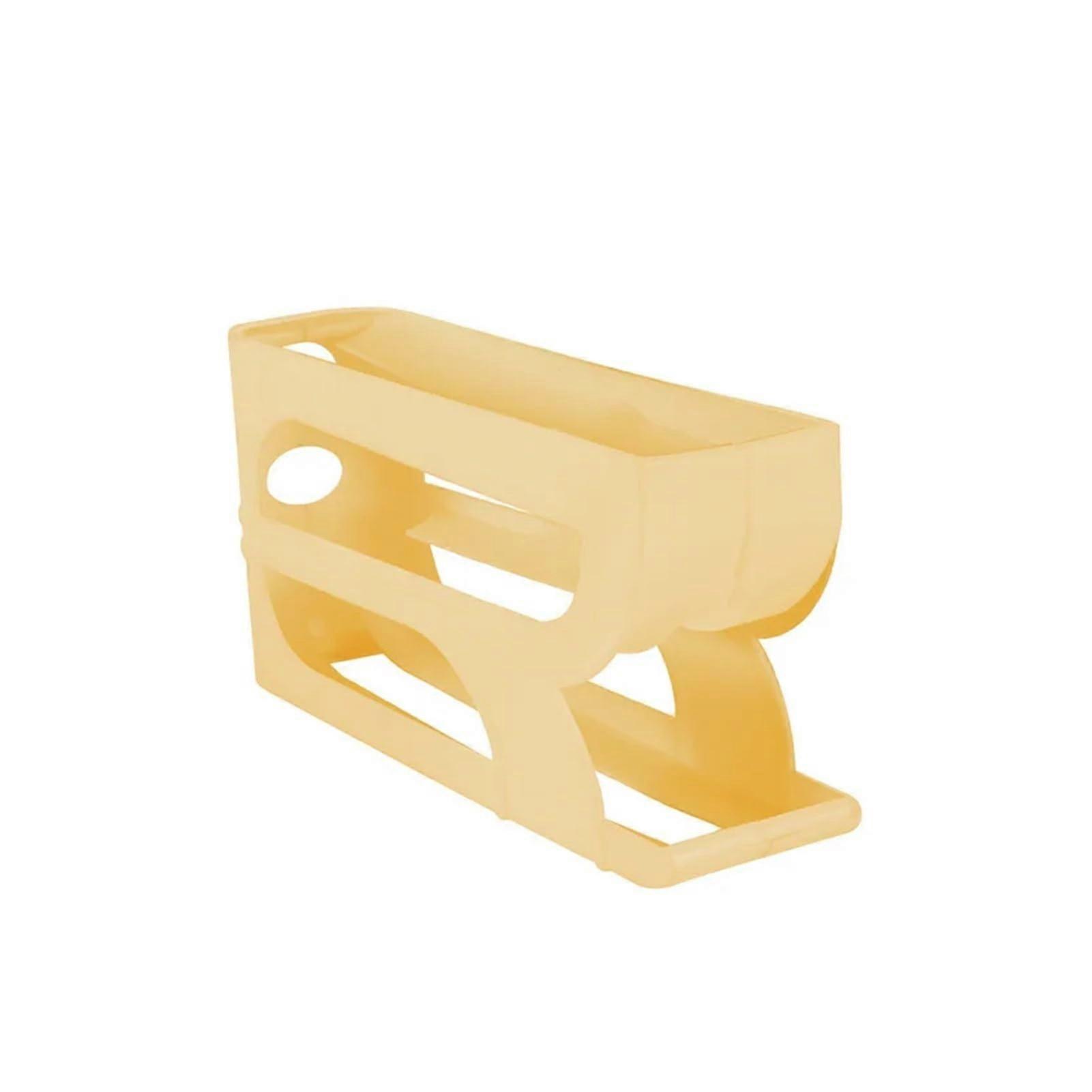 Automatic Roll-Out Storage Box for Refrigerator, 3-Layer Egg Organizer, Yellow, Stackable Plastic Design