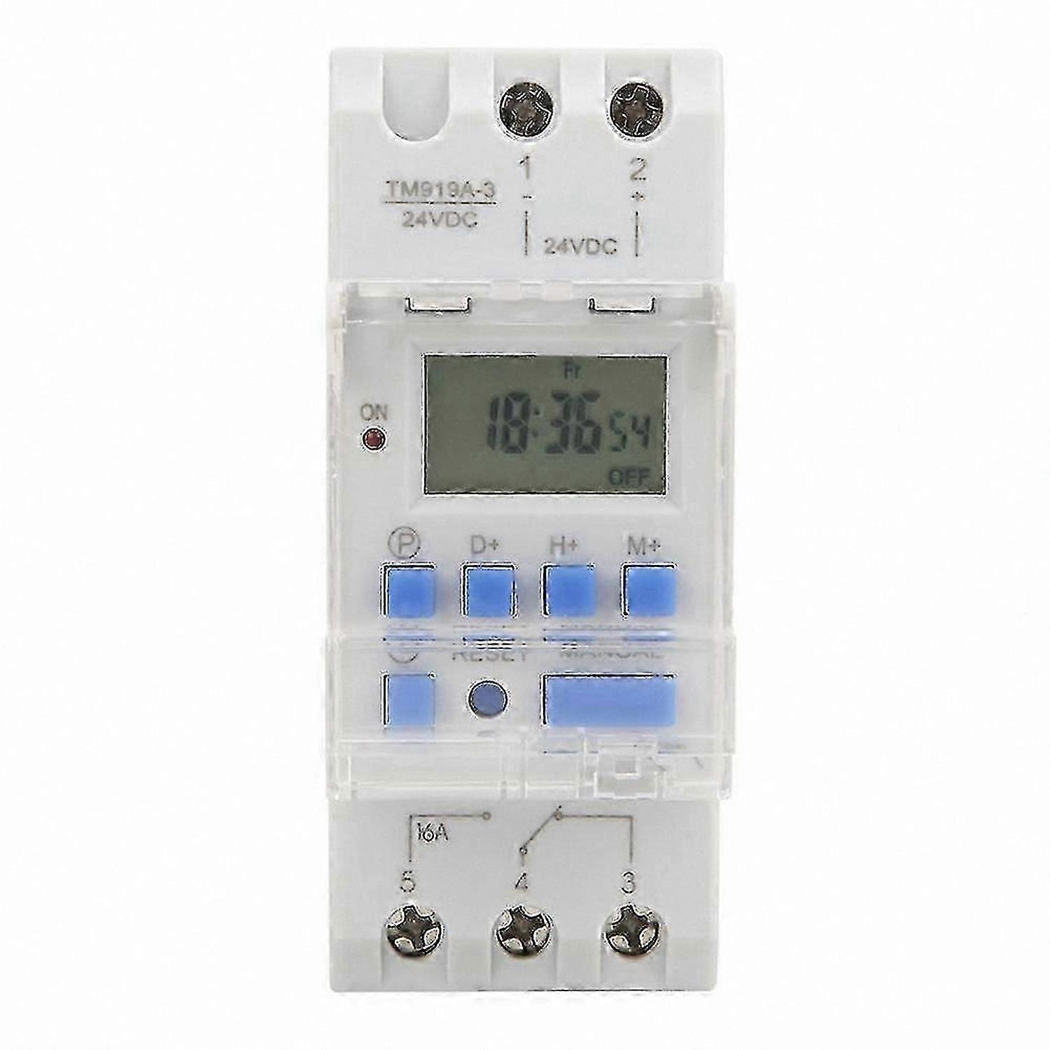 Programmable 7-Day Timer Switch, 24V DC 16A LCD Display for Automation Control Devices