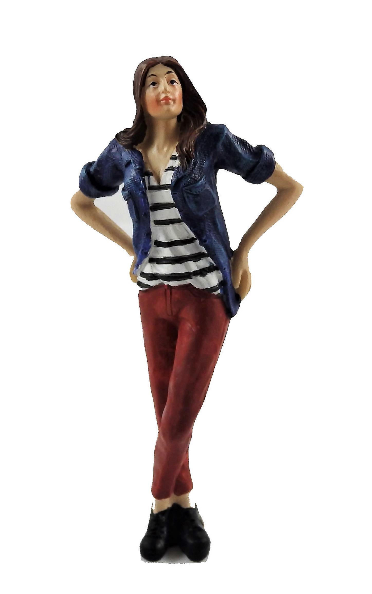 دمى البيت الناس امرأة حديثة في شخصية راتنج قميص الدنيم