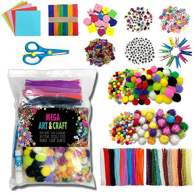 Children Handmade Material Set Puzzle Handicraft Toys Twisting Rod Plush Ball Simulated Eye Button Patch Paper Cuttings TMZ