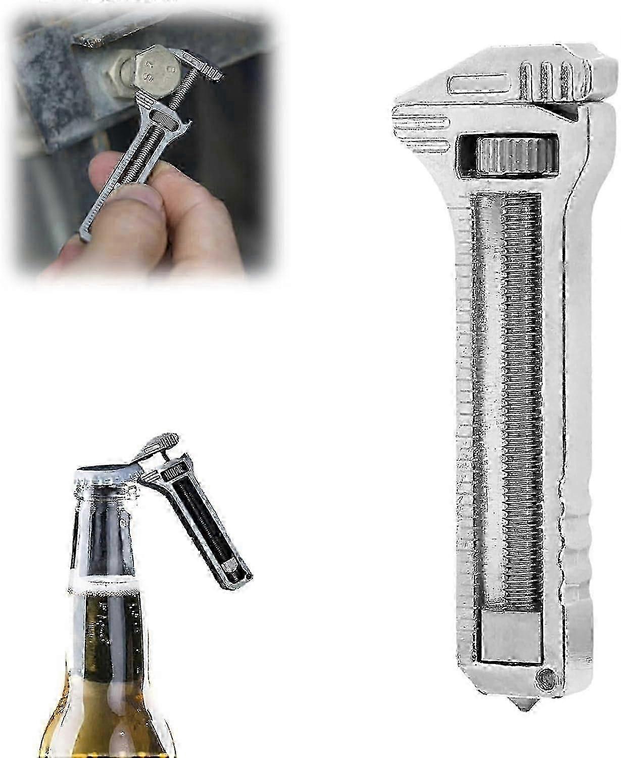 Mini Multitool Wrench, Compact Titanium Multitool, Mini Alloy Multi-Tool, Can and Bottle Opener for Everyday Prep, Camping & Hiking