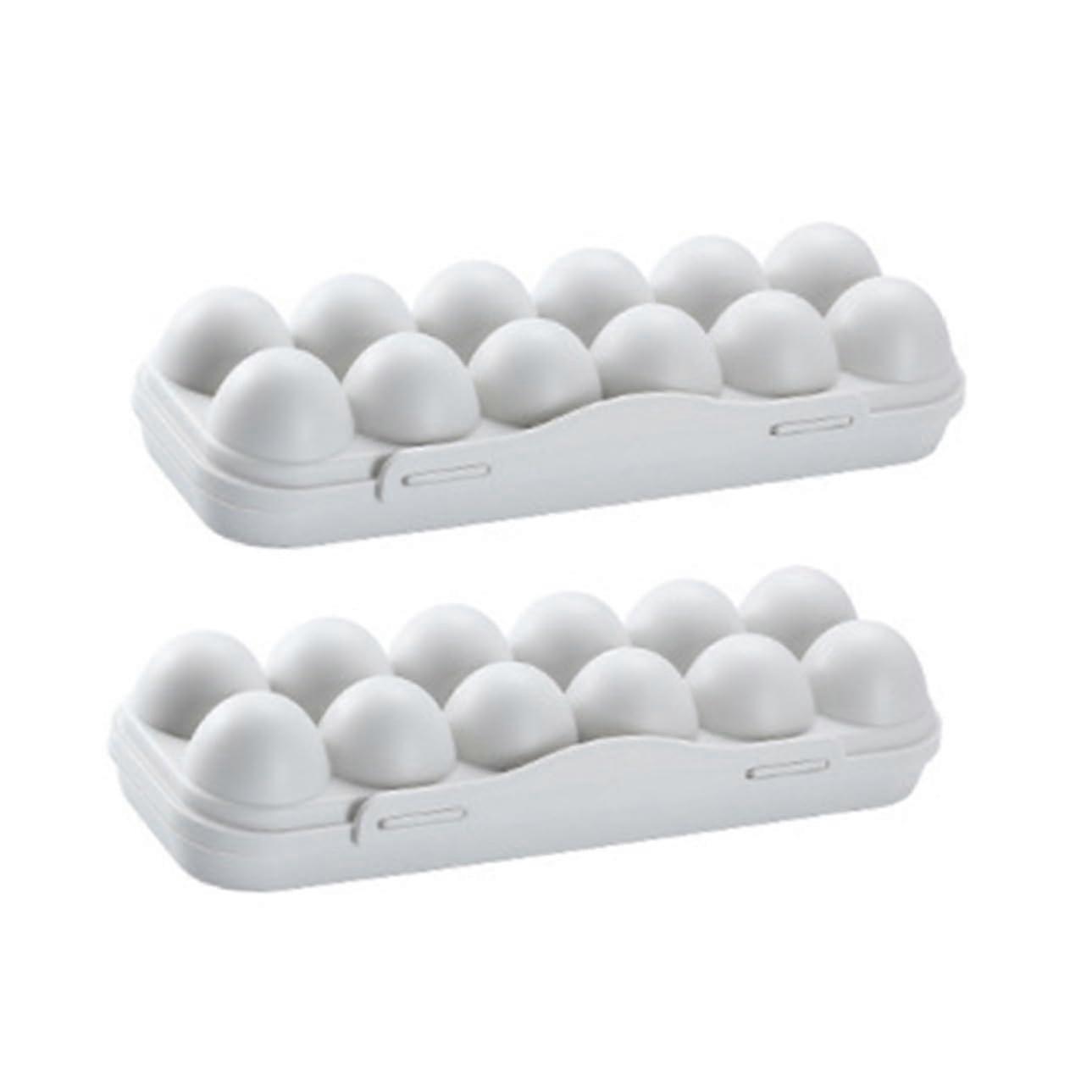 Egg Boxes 2Pcs Stackable FreshKeeping Compartments Gray Fridge SpaceSaving Storage Organizer Home And Farm Thick Lid