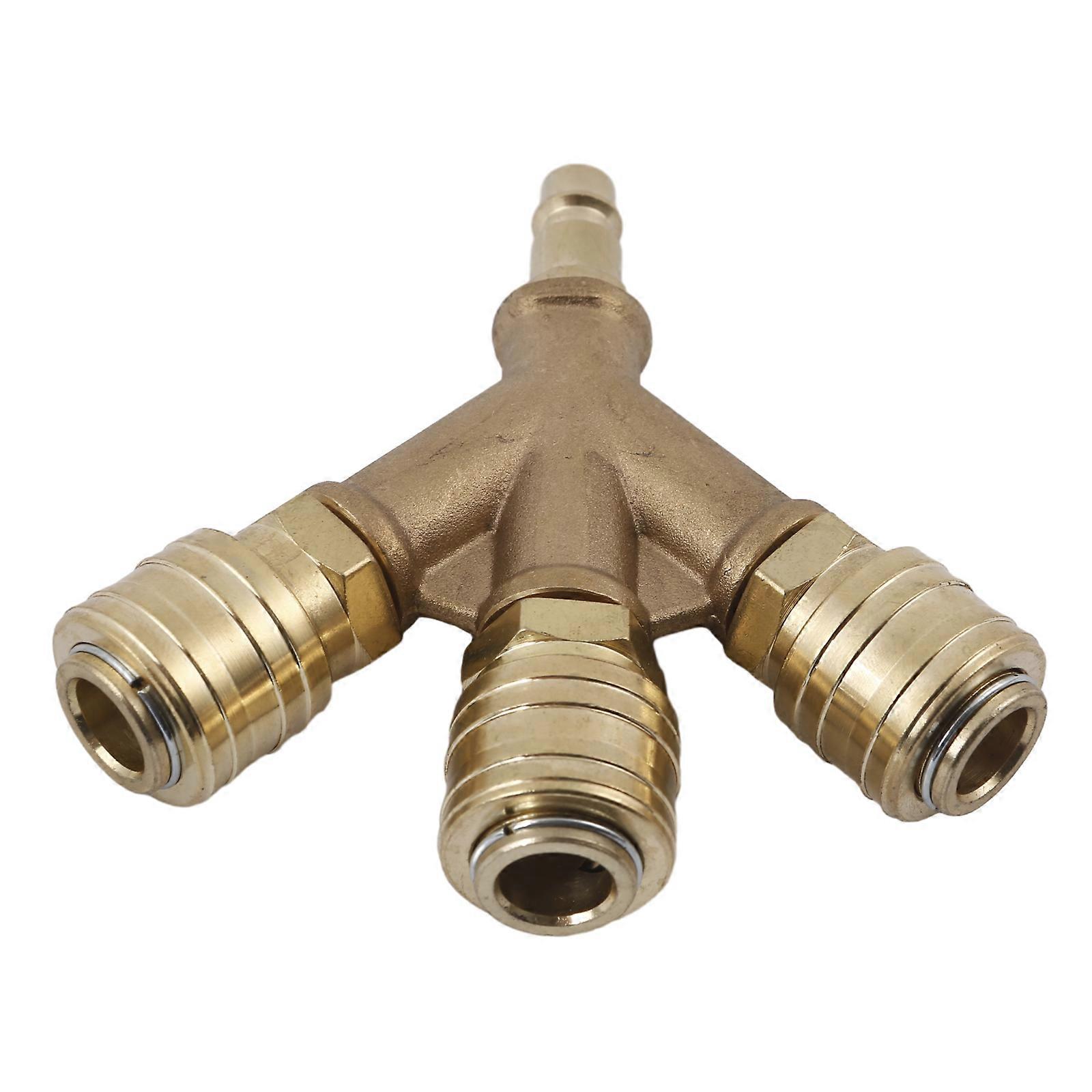 1/4Inch Air Hose Quick Coupling Distributor Compressed Air Distributor 3-Way with Couplings Brass Coupling Plug Durable Multicolor