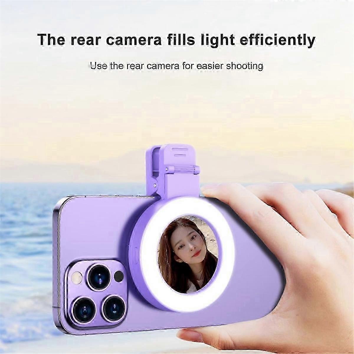 High Quality 3 Light Modes Selfie Light Clip 180 Rotatable Ring Light LED Phone Light Rechargeable Selfie Mirror