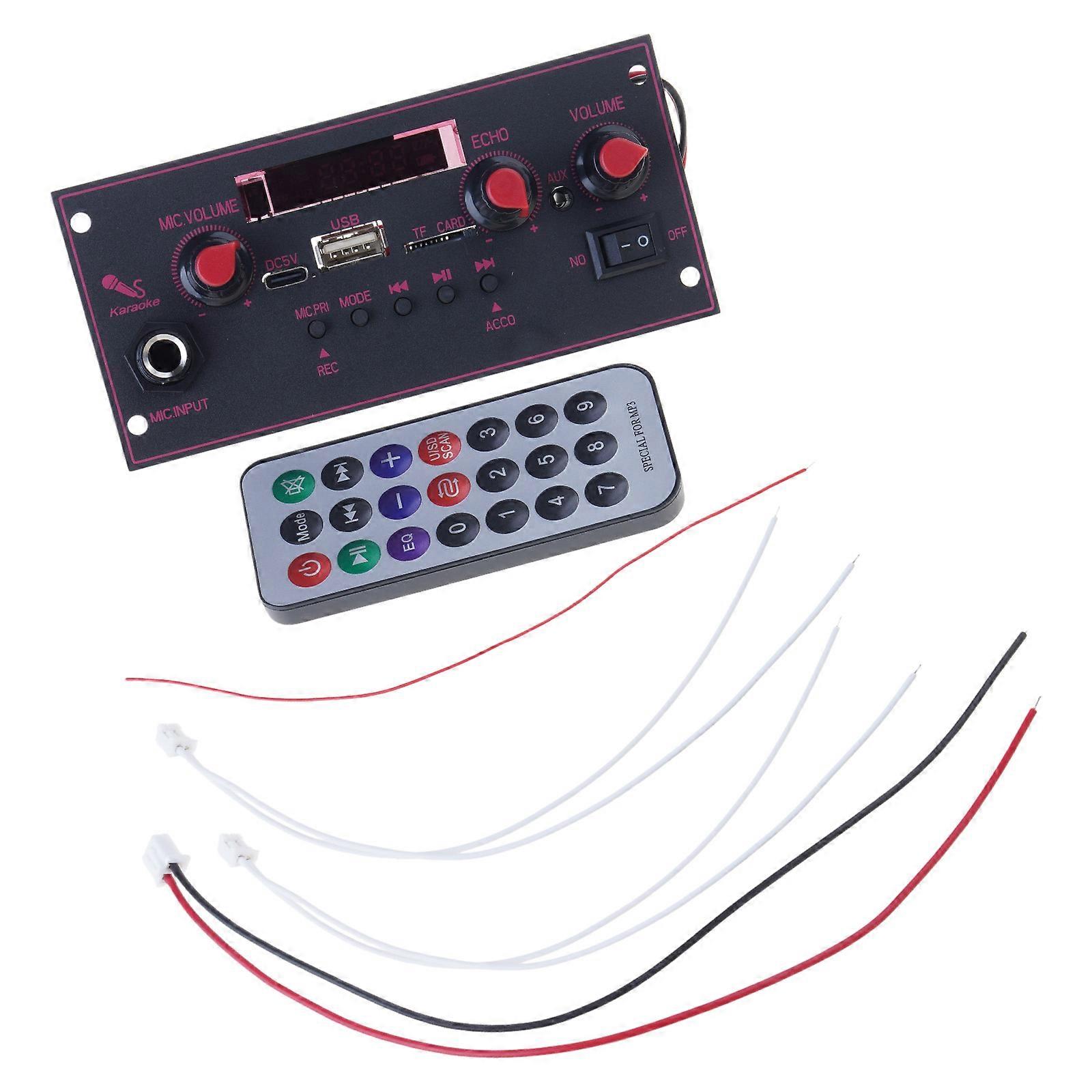 5V Bluetooth-compatible 5.0 MP3 Decoding Board Module Car USB MP3 Player Card Slot USB with Microphones Multicolor