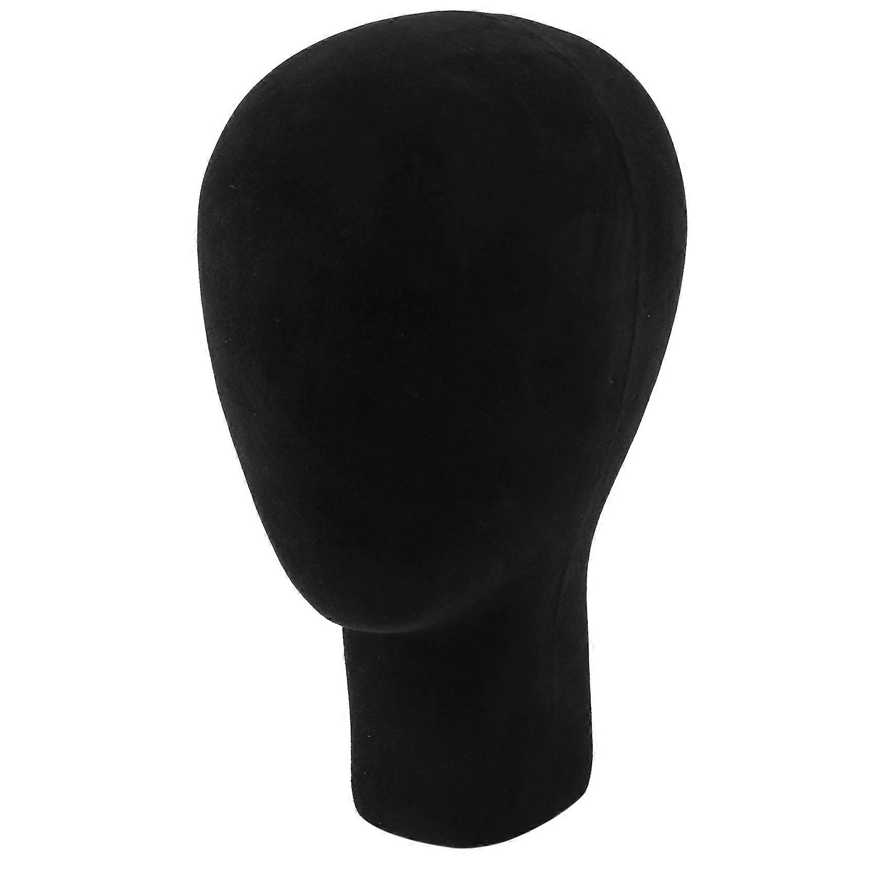 ポリスチレンフォームマネキンフェイスモデルヘッドウィッグホルダー眼鏡メガネベースブラケット付き - ブラック、35cm