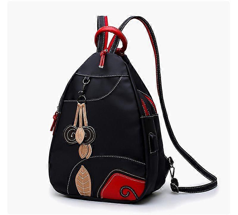 حقيبة كتف خارجية من النايلون خفيفة الوزن للنساء مع منفذ شحن USB