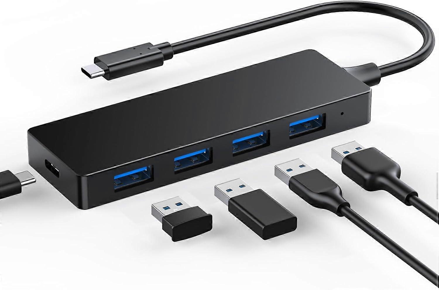 USB Hub 4 USB 3.0 Ports USB C Hub [Charging Not Supported] USB C Splitter for Laptop Ultra Slim Portable Data USB