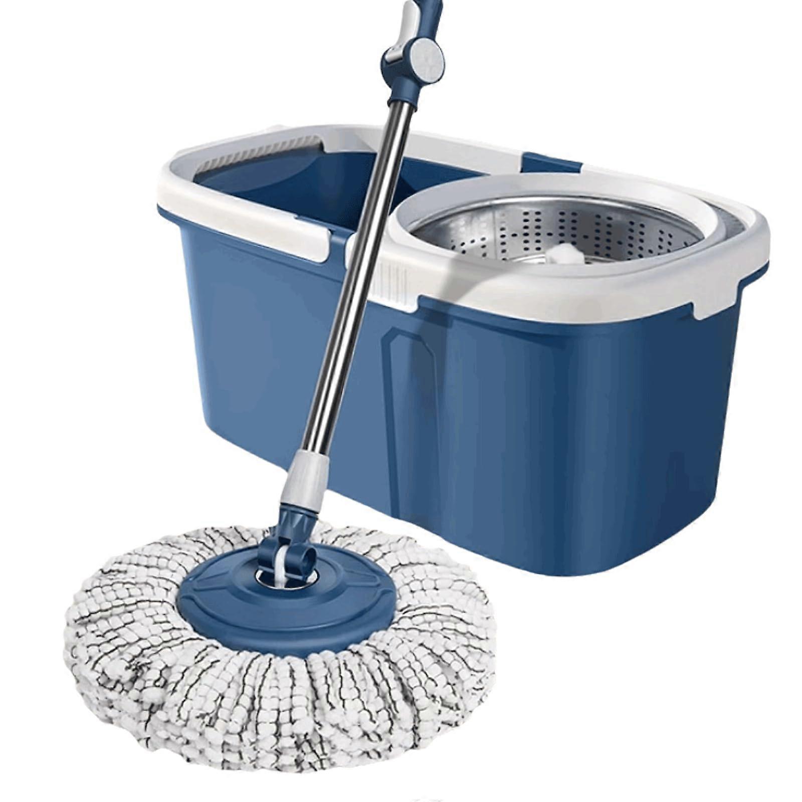 Stainless Steel Mop with Bucket and 2 Reusable Heads for Floor Cleaning Retractable Handle