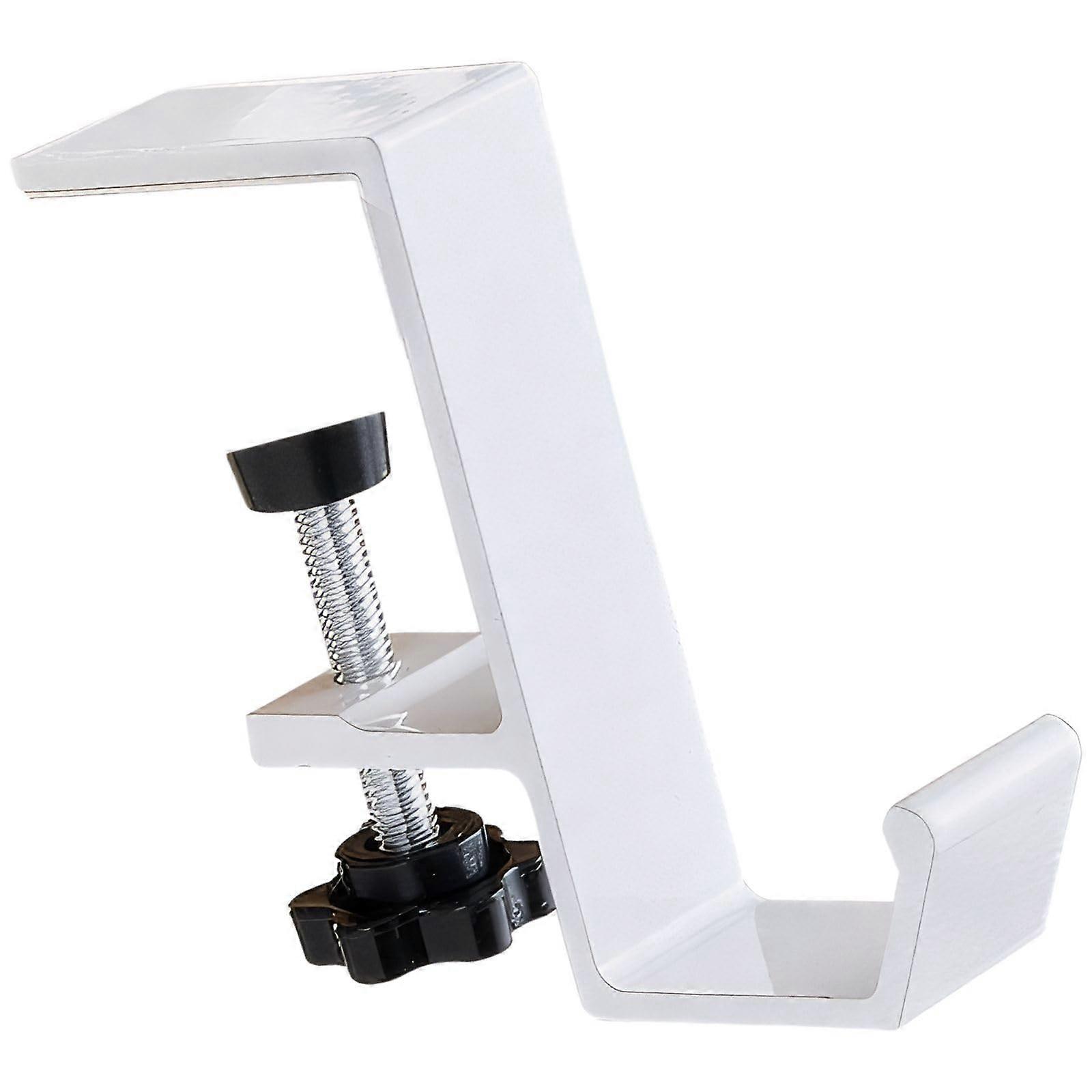 Under Desk Hook Organizer with Adjustable Aluminum Clamp for Office and Home Workspace White