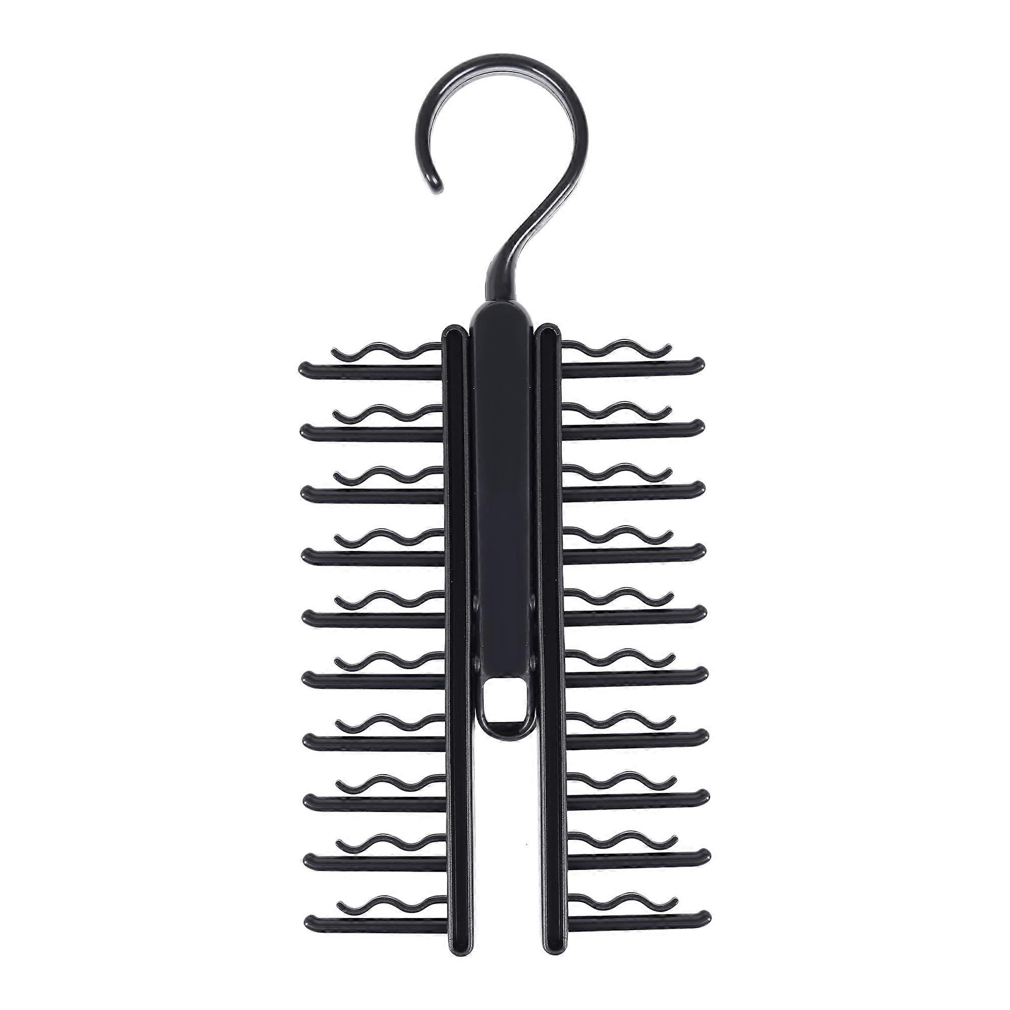 Tie Holder Non Slip Clip Adjustable Tie Rack With 20 Rails Rotatable Tie Hanger For Wardrobe Ties Belts Scarves