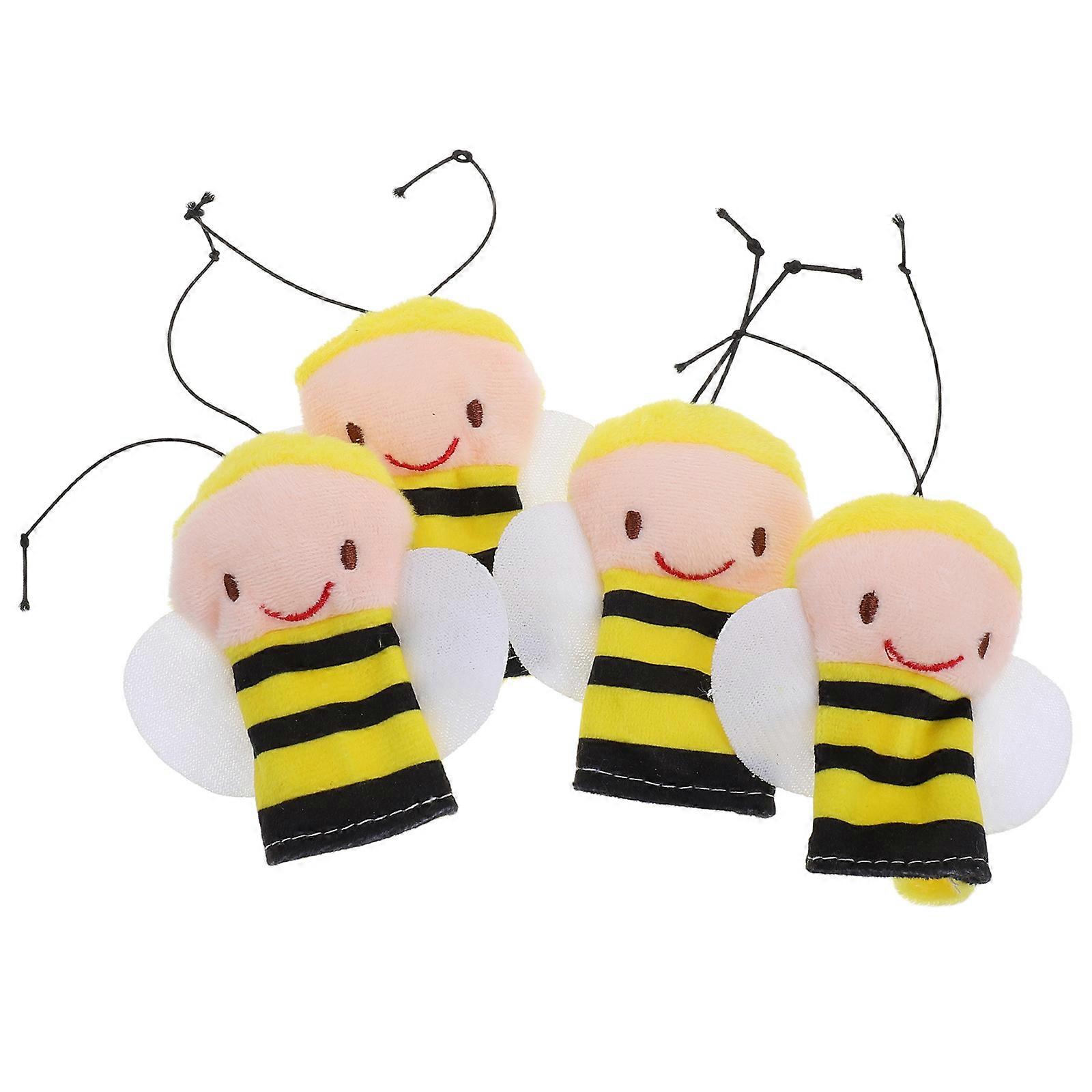 Animal Bee Finger Puppet Toy Set for Decoration with 4Pcs Soft Plush Puppets