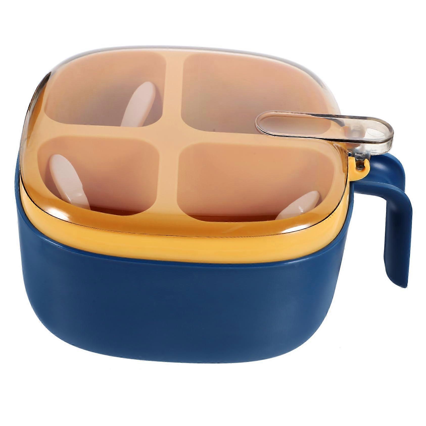 Plastic Spice Organizer with 4 Compartments Reusable Seasoning Container for Kitchen Salt Sugar Herbs Blue