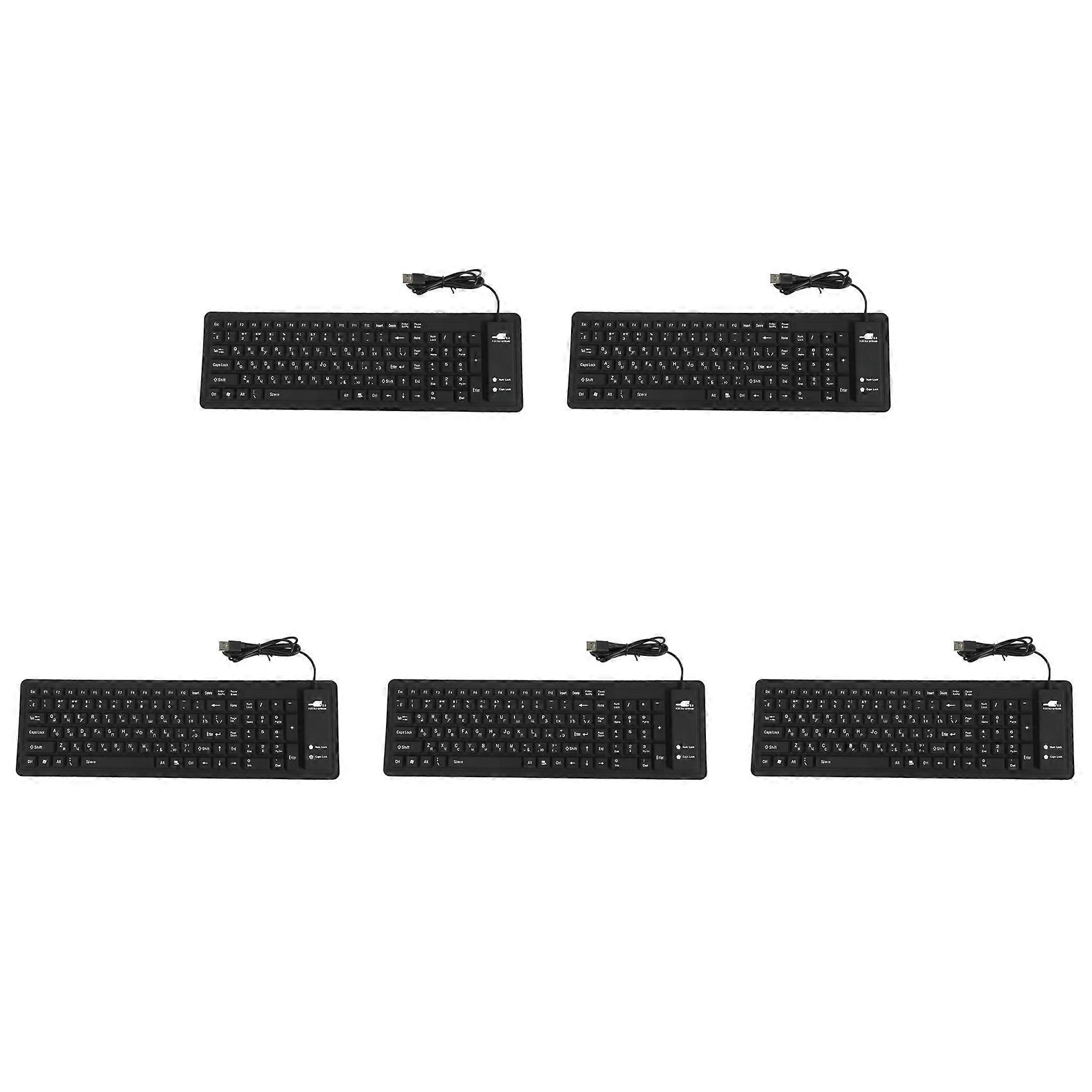 5X 103Keys Silicon Keyboard Russian Layout USB Interface Keyboard Flexible Foldable Wired Keyboard for PC Desktop Laptop