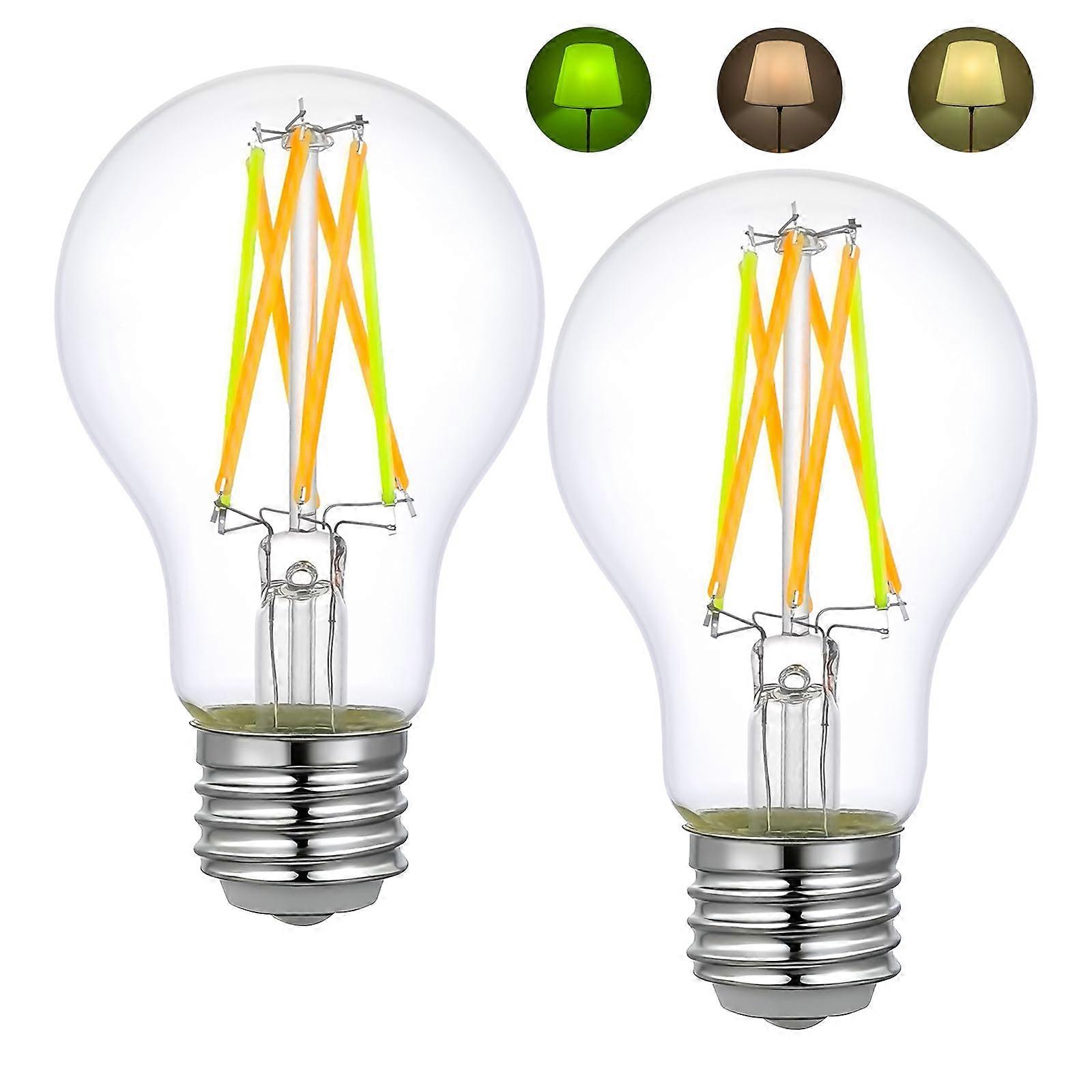 LED Edison Bulb E26 Base Color Changing A19 3Way Brightness Energy Saving Indoor Decorative 2 Pack