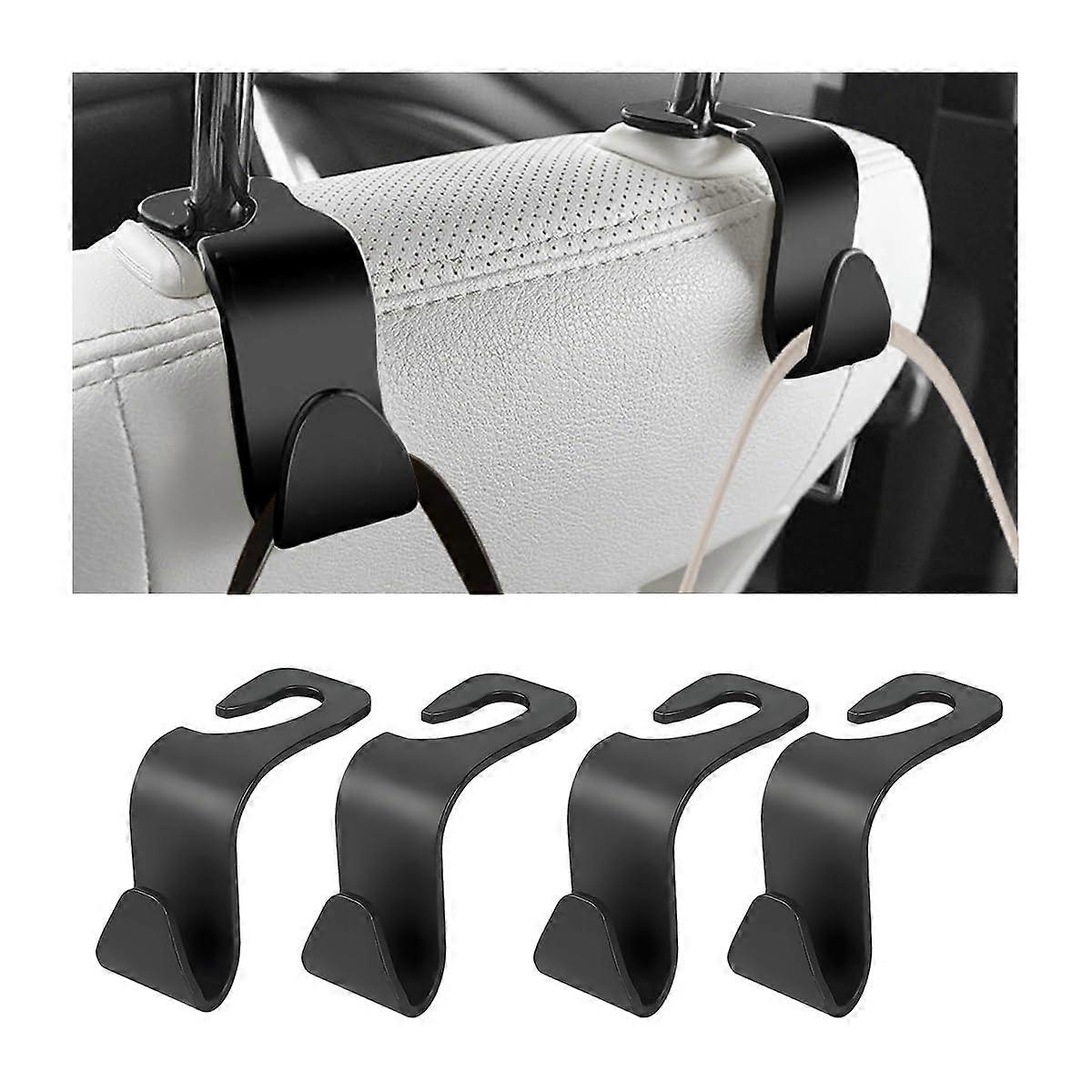 Car Headrest Hook 4PCS Universal Back Seat Organizer Hanger 55lbs Load Dual Hook Black