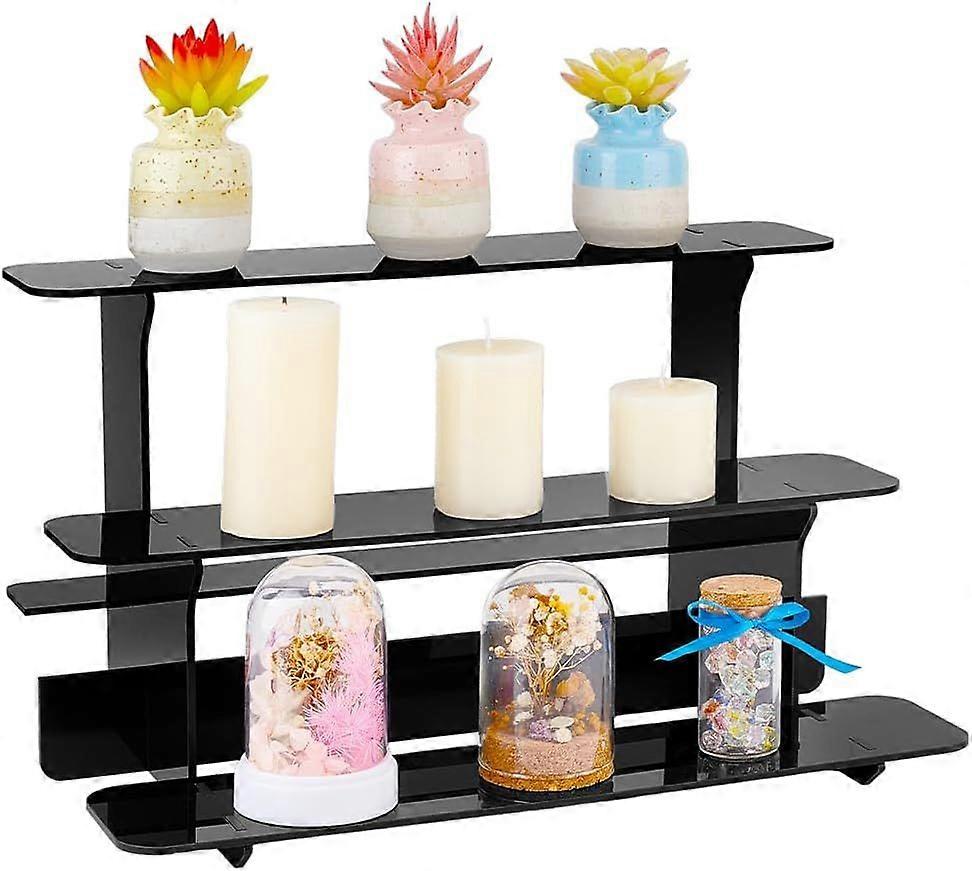 3-Tier Acrylic Display Stand Table Display Stand Shelf for Perfume Organize Portable Acrylic Riser Stand for Home Vendors Retail Display 8.85x15.7x9.4