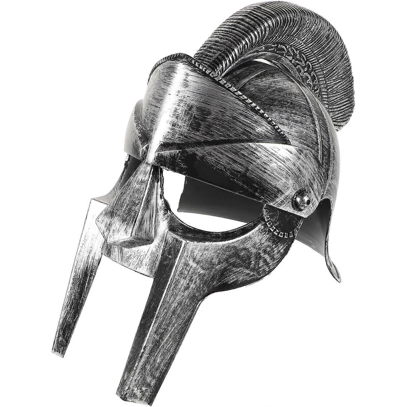 Roman Warrior Costume Hat for Party Use Silver Plastic