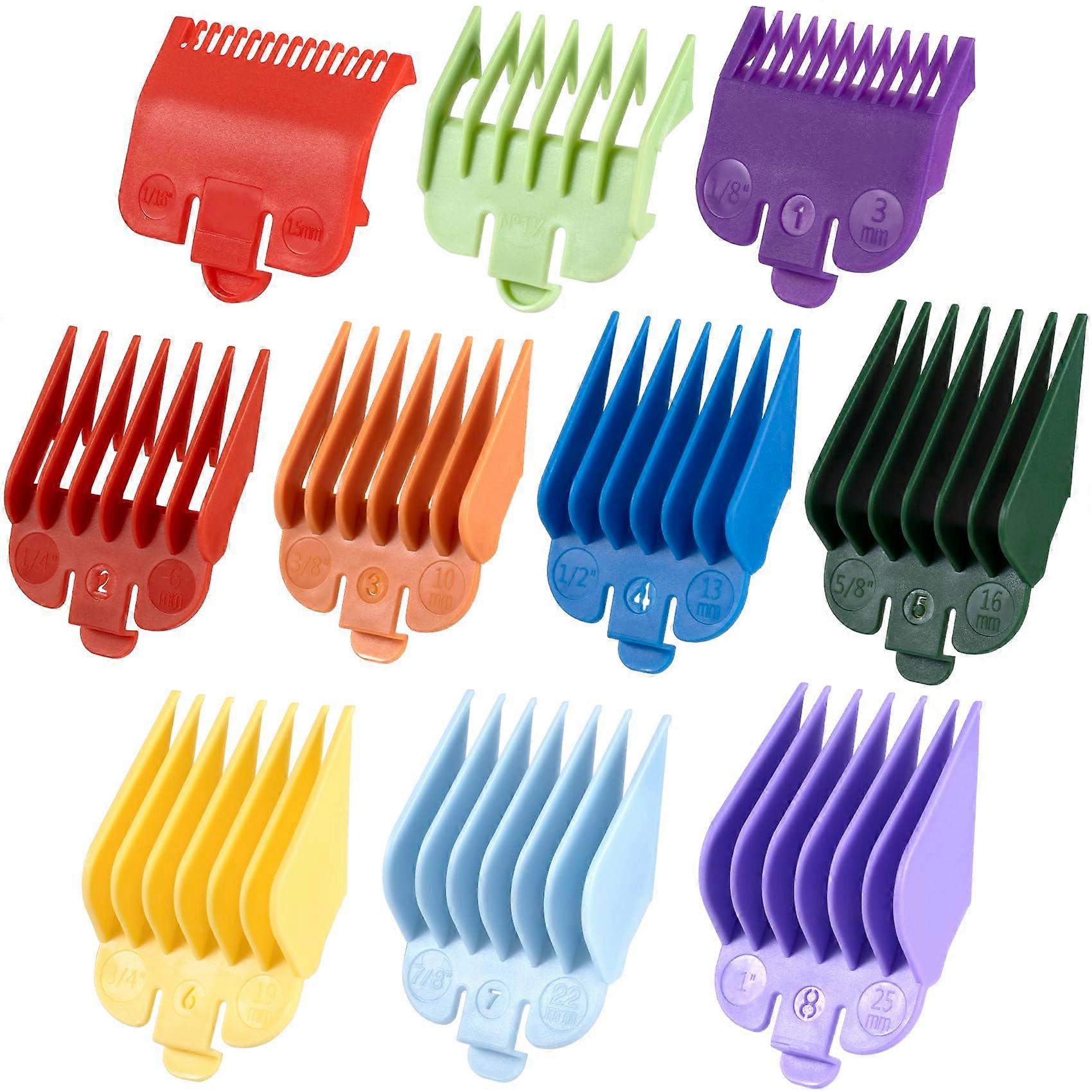 10pcs Clipper Guards Set for Wahl, ColorCoded Length Guides 1/16 to 1 Inch, Fits Most Wahl Clippers