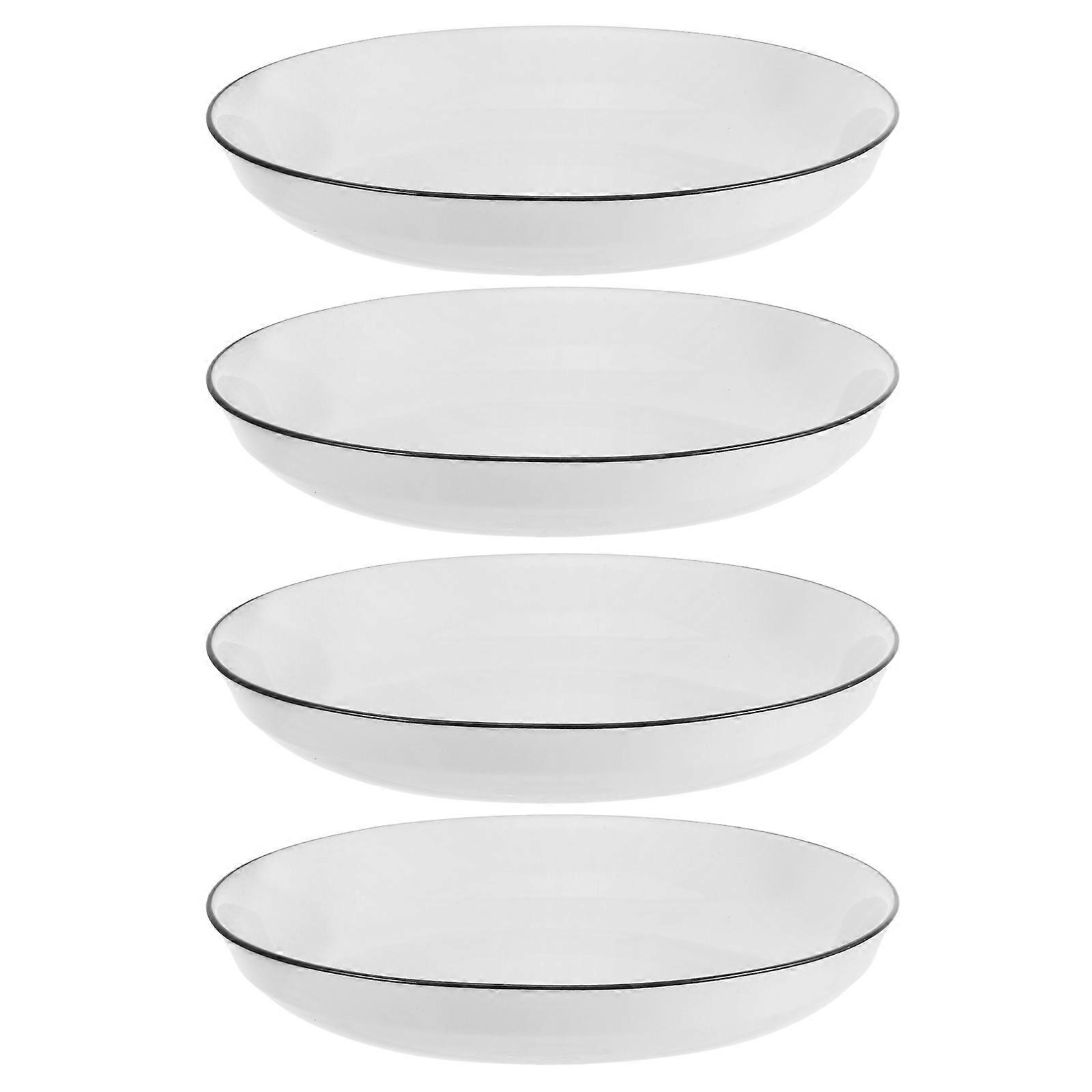 Ceramic Porcelain Dinner Plate for Serving Side Dish 4Pcs White Set