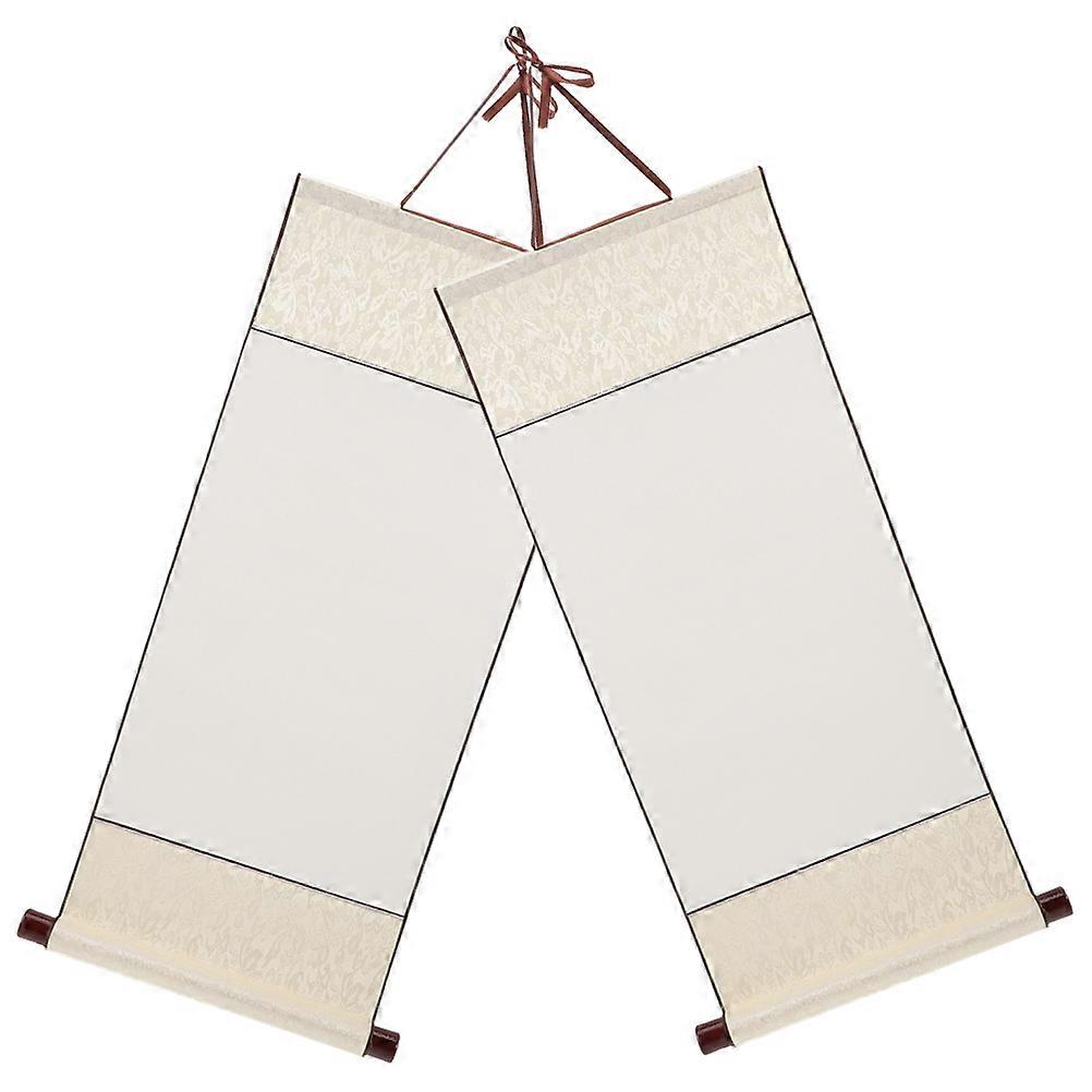 White Blank Scroll Calligraphy Paper for Painting Use 2Pcs Smooth Writing Sheets