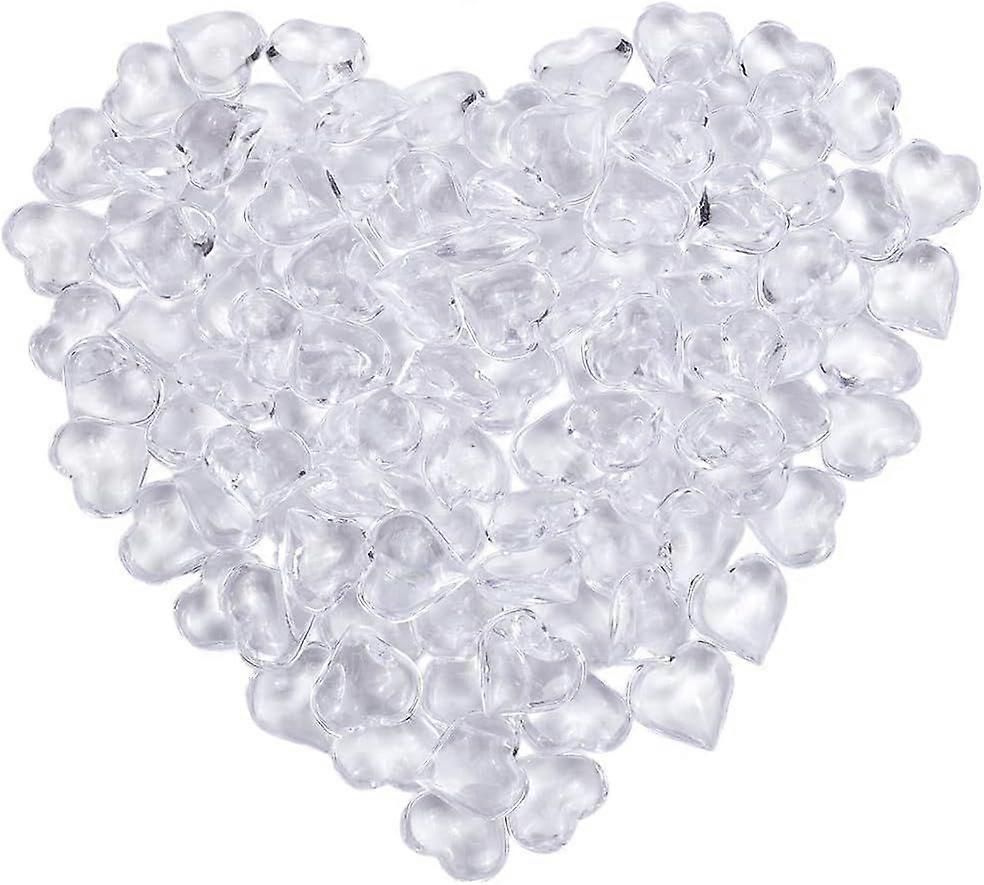 120Pcs Mini Resin Heart Clear Heart Gems Tiny Small Reusable No Hole Diamond Hearts Valentines Day Prop Table Scatters Bead Ornaments Fillers for Wedd