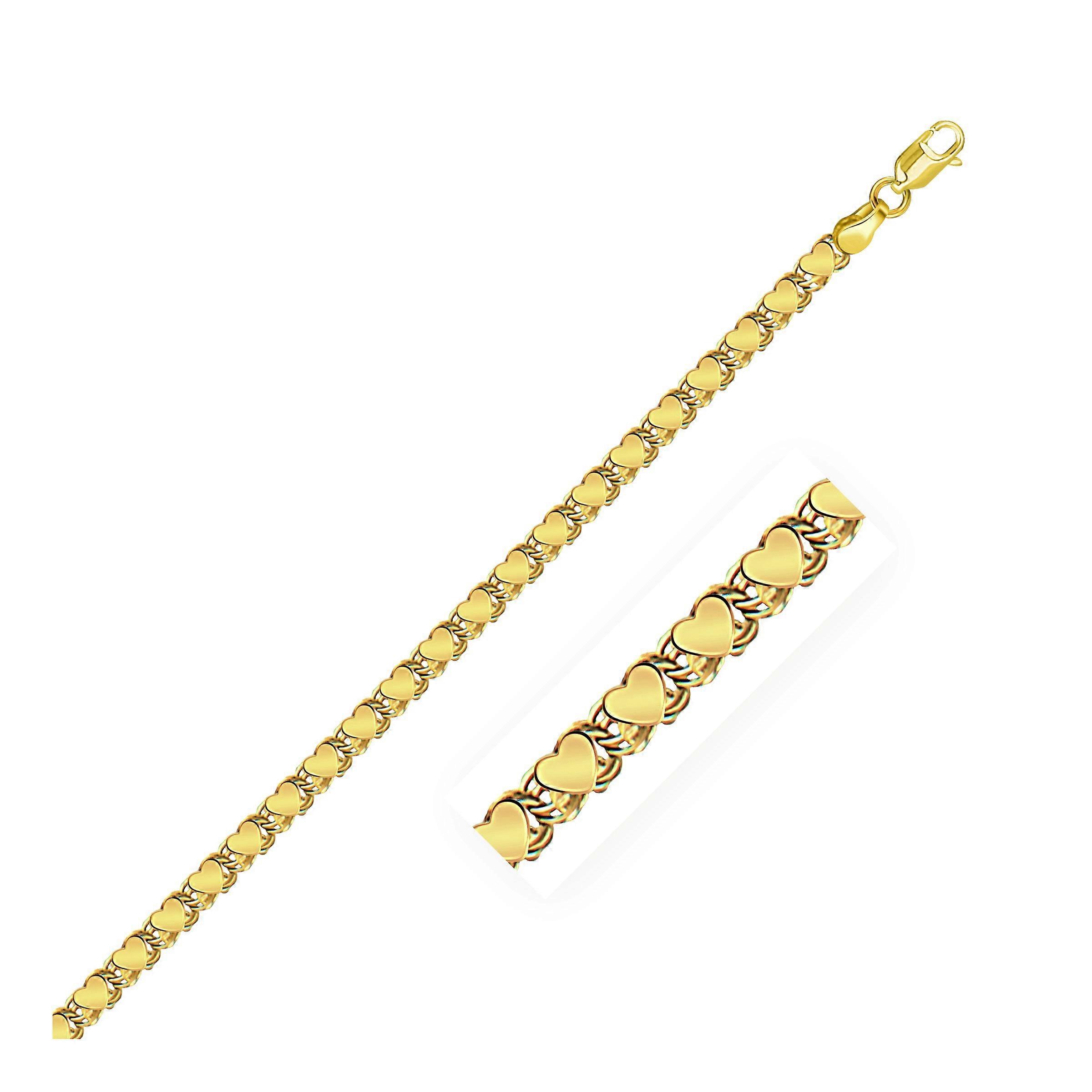 3,3 mm 14k gult gull hjertekjede