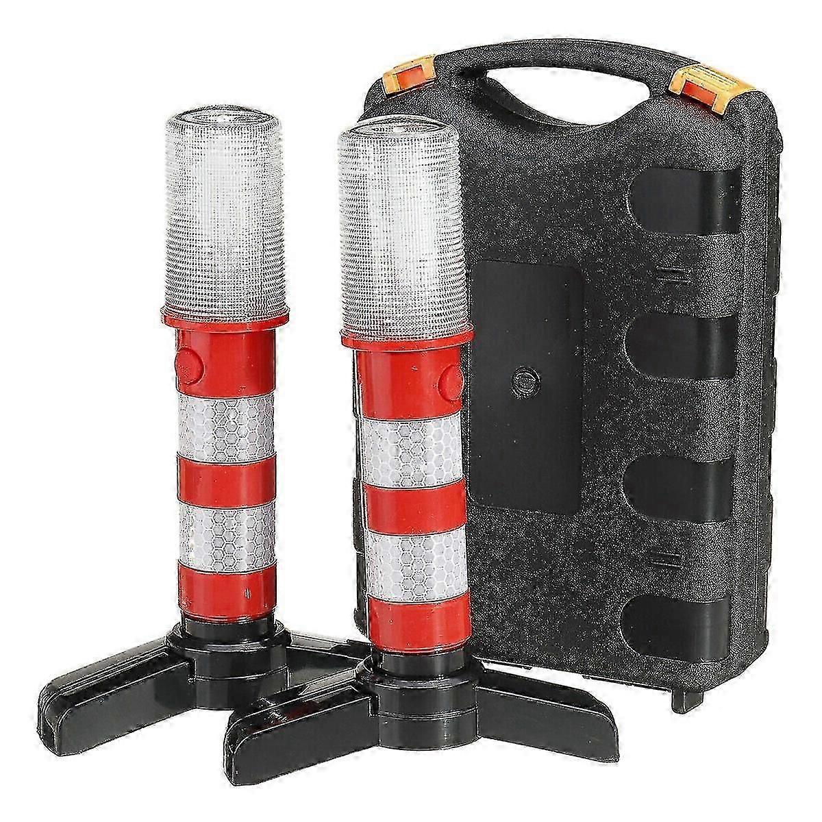2pcs LED Roadside Warning Light Beacons, Magnetic Base Car Emergency Kit Accessory