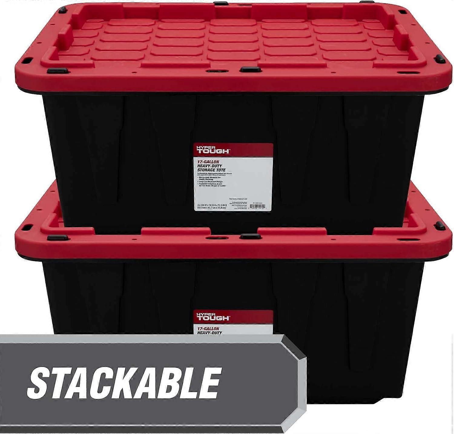 17 Gallon Heavy Duty Lockable Plastic Storage Bin with Lid, Stackable Outdoor Container Set of 4