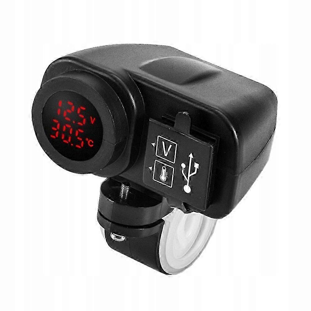 2026 Charger Motorcycle Voltmeter Thermometer 2x Usb 3in1