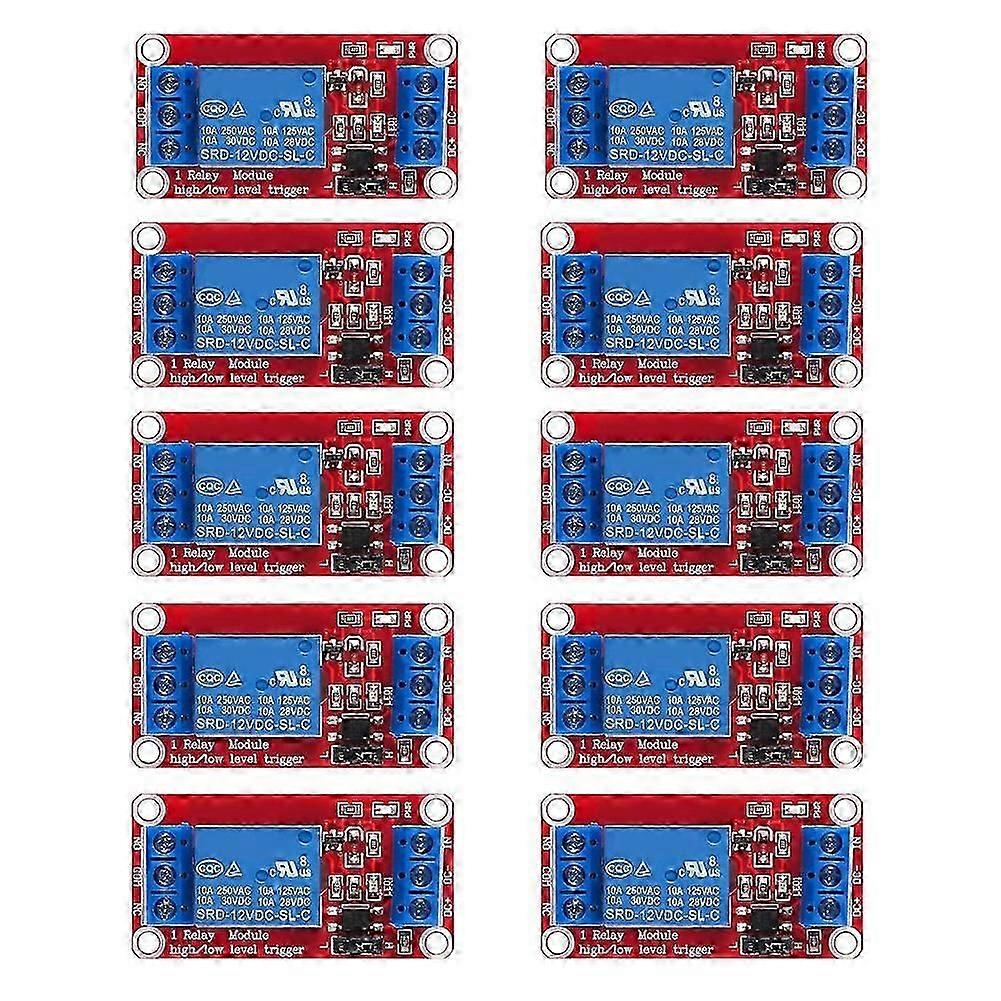 10pcs Relay Module DC 12V Relay Board 1 Channel with Optocoupler Isolation Support High or Low Level