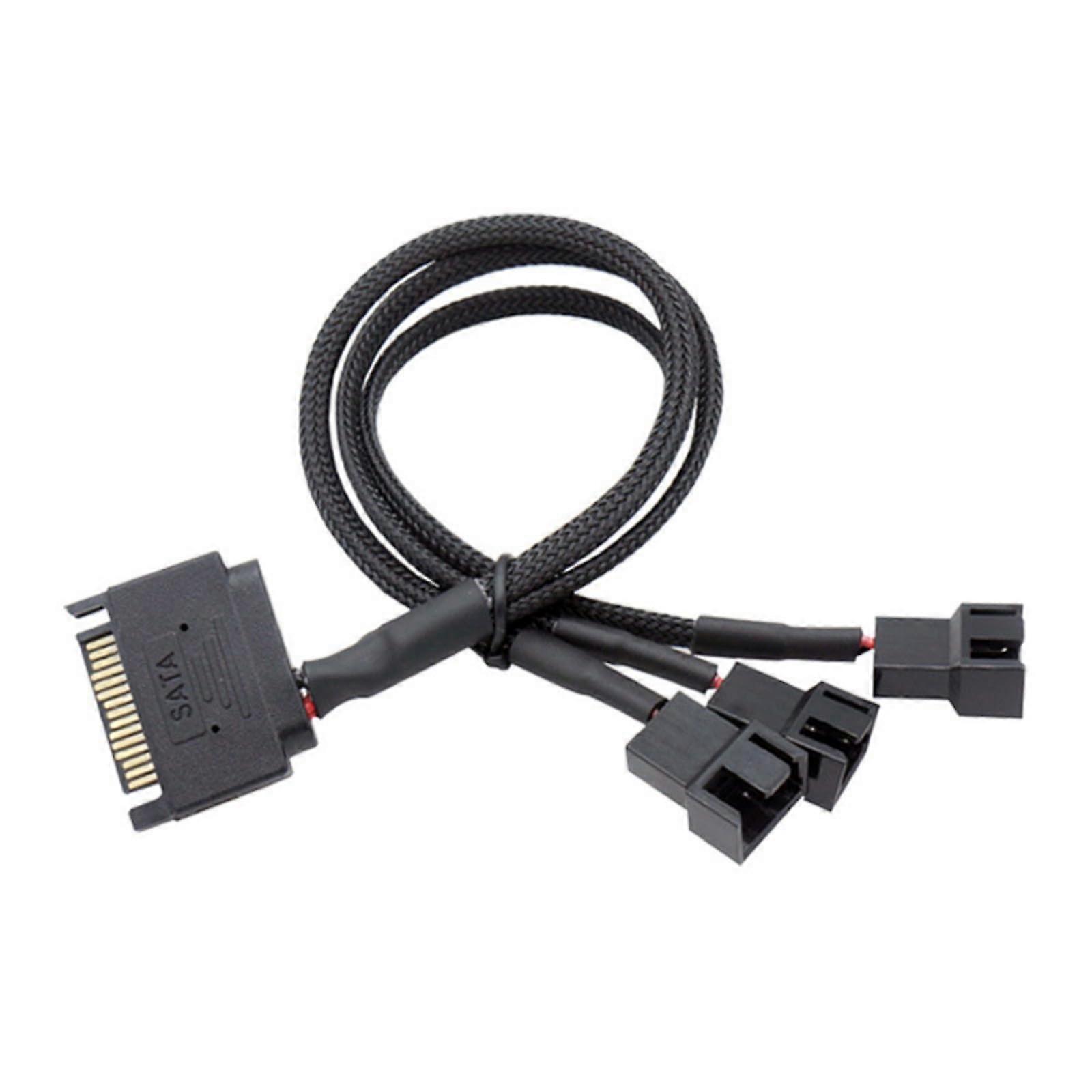 PC Fan Splitter Cable SATA to 4Pin Adapter with Braided Sleeve for Multi Fan PC Cooling
