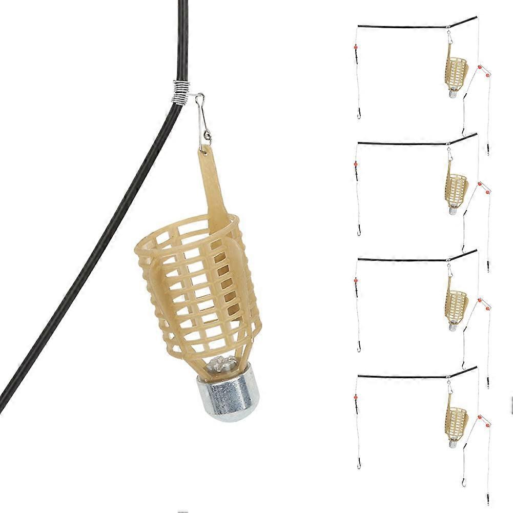Fishing Bait Cage with Weight, Quick Sinking Feeder Trap, Easy Bait Loading, 50g 4pcs