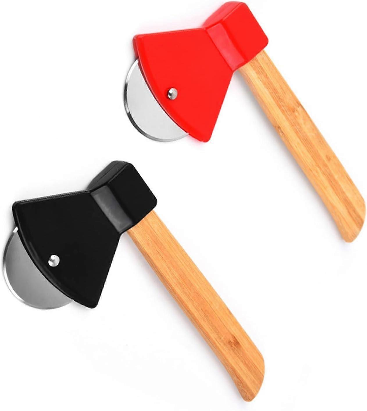 Axe Pizza Cutter with Sharp Stainless Steel Blade and Ergonomic Bamboo Handle Fun Kitchen Tool
