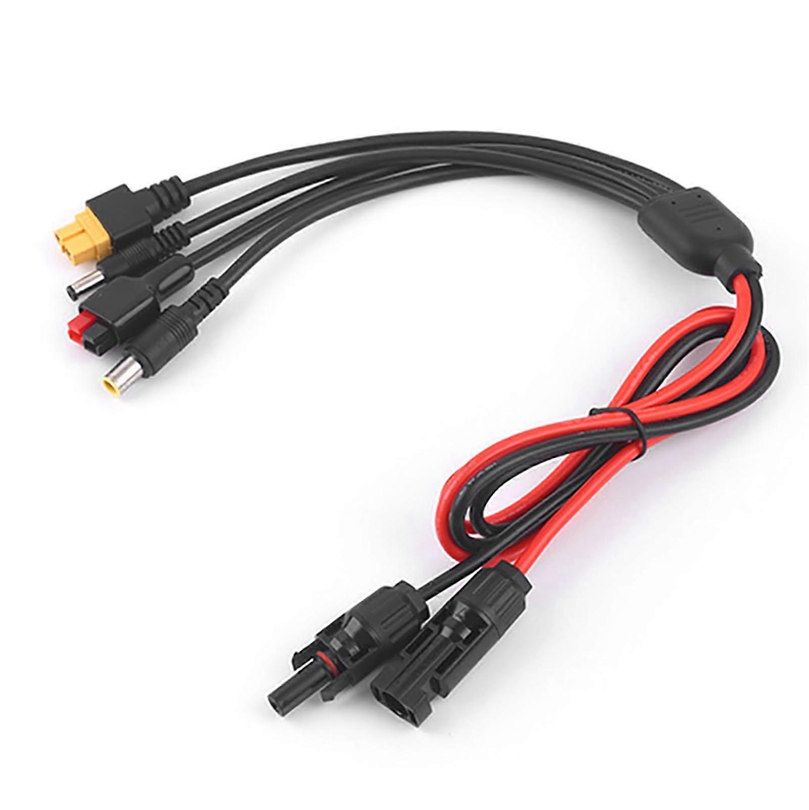 4 in 1 Solar Panel Extension Cable with XT60 Connector, 30A Waterproof Cord for Solar Generators