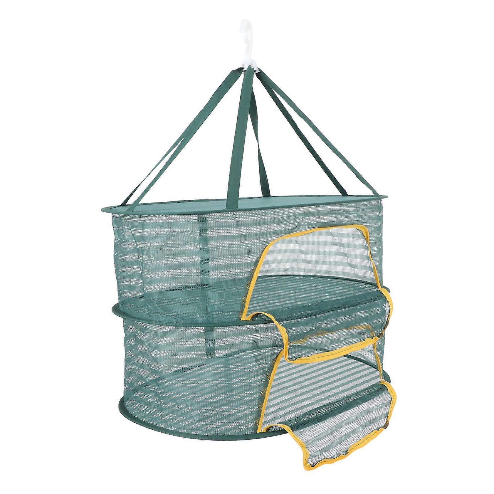 Herb Drying Rack Mesh Foldable Hanging Net with Zipper for Fish Vegetables Plant Fast Drying