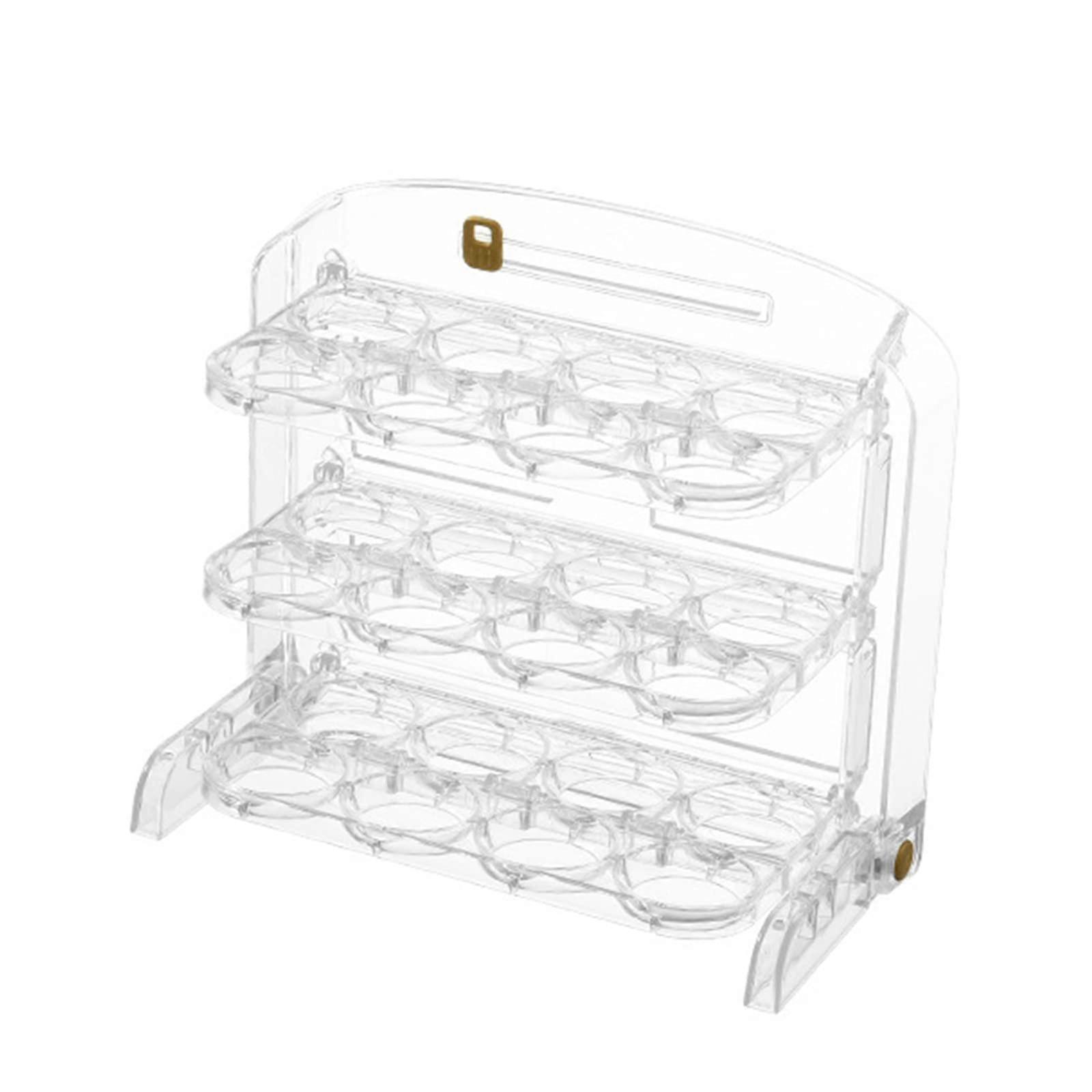 3Layer 24 Grid Egg Storage Container with Lid, Stackable Egg Holder for Refrigerator Kitchen Use